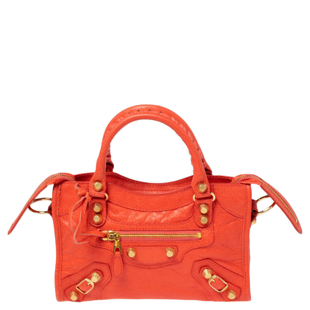 Balenciaga Orange Leather GGH Mini Classic City Bag
