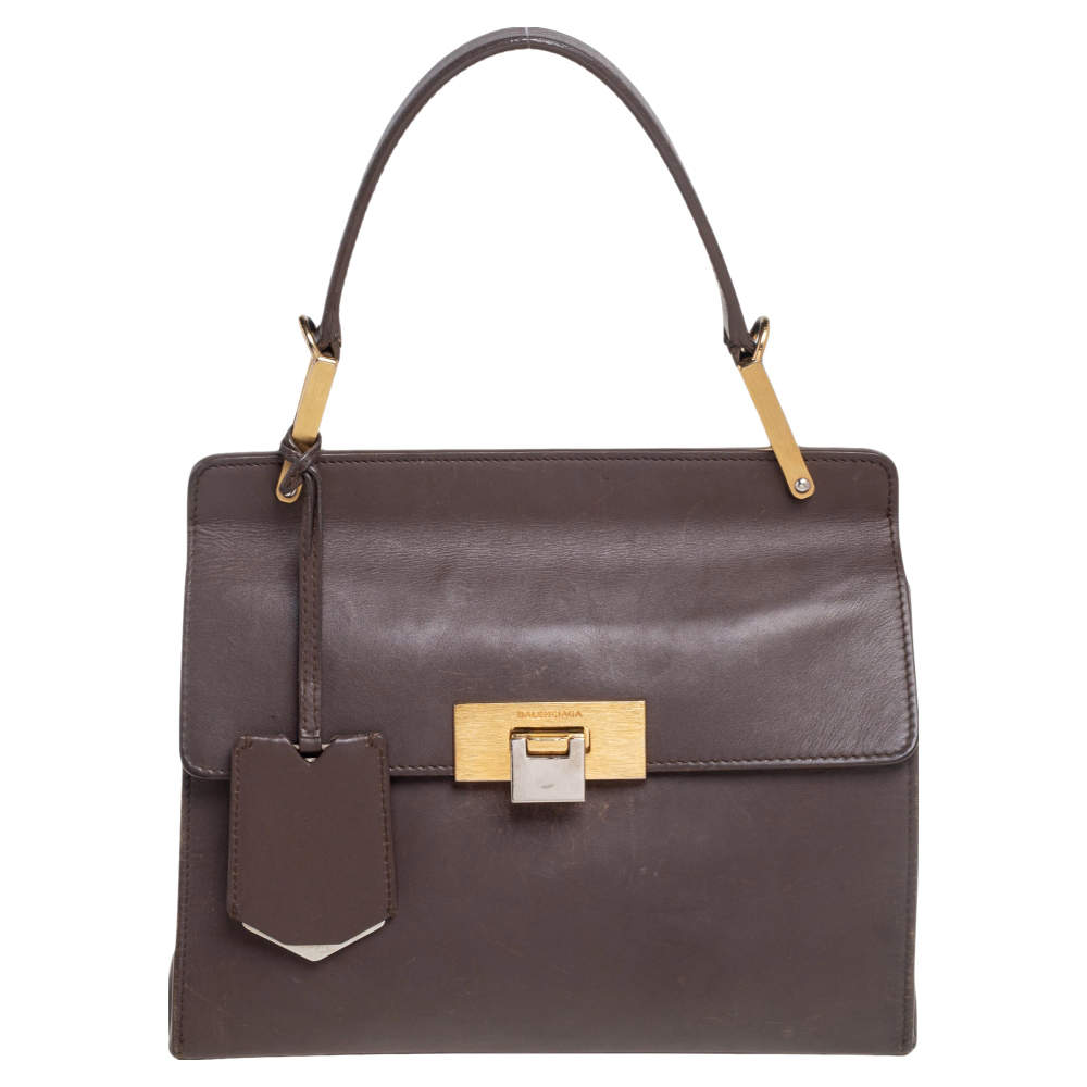 Pre Owned حقيبة بالنسياغا لو دي كارتابل جلد بني بيد علوية