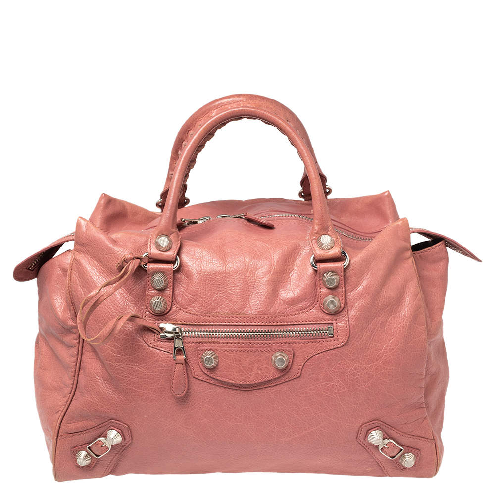 Pre Owned Balenciaga Pink Leather GSH Midday Bag