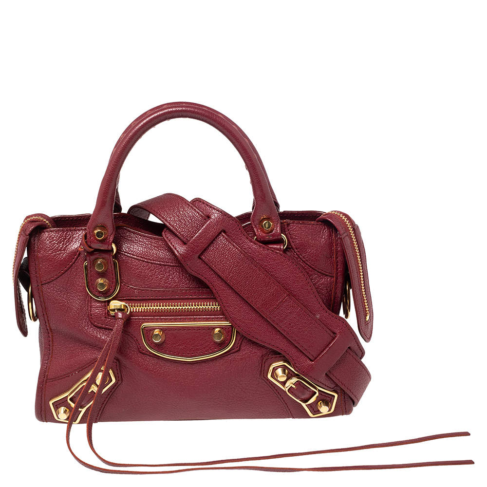 Pre Owned Balenciaga Cassis Leather Mini Classic City Bag