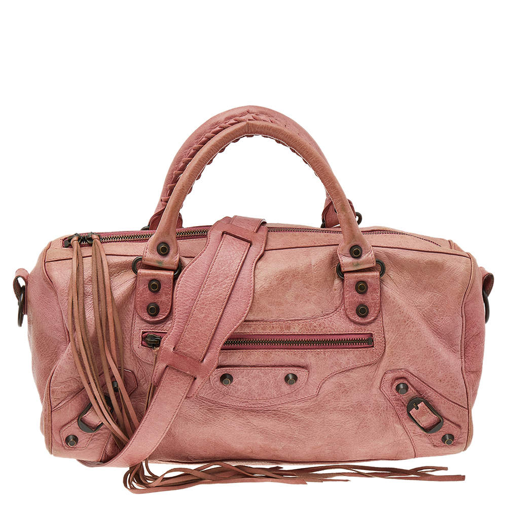 مملوكة مسبقًا حقيبة بالنسياغا تويغي RH جلد أغنو وردي محمر 