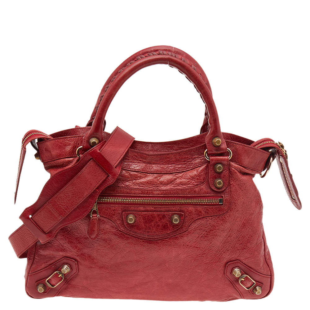 Pre Owned Balenciaga Red Leather Town Shoulder Bag