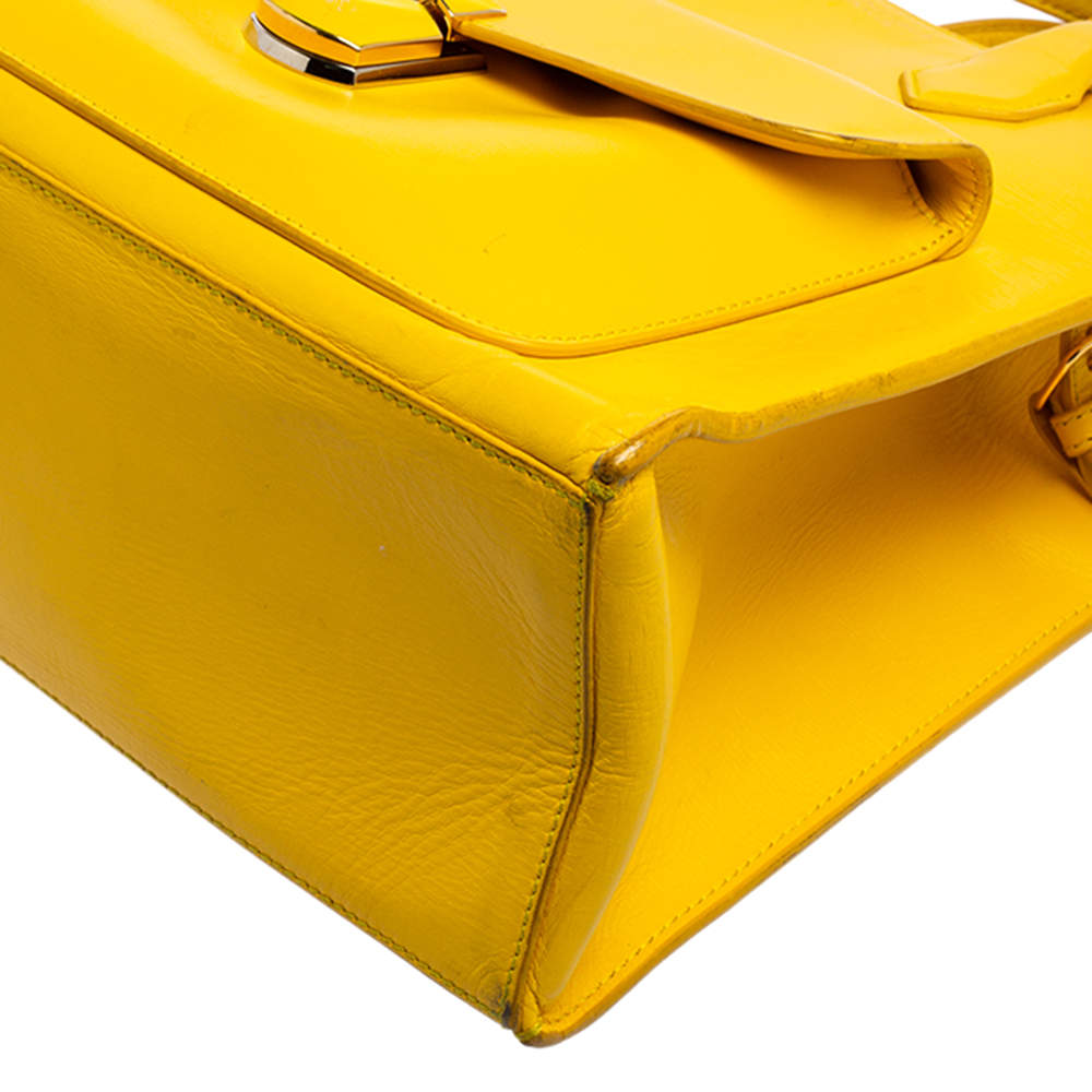 Balenciaga Yellow Python Leather Paper A5 Tote Bag at FORZIERI