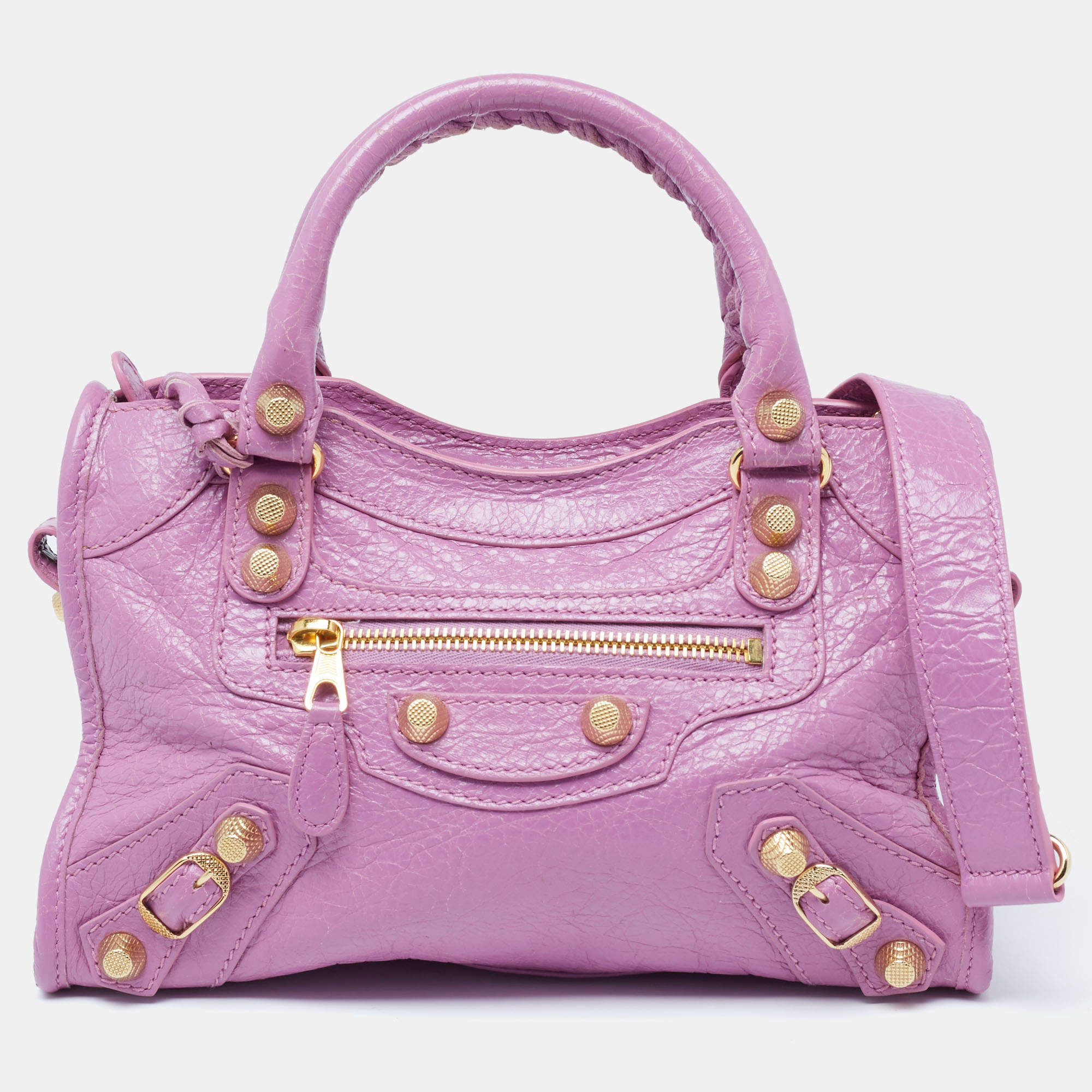 Pre Owned Balenciaga Pink Leather Mini Classic City Bag