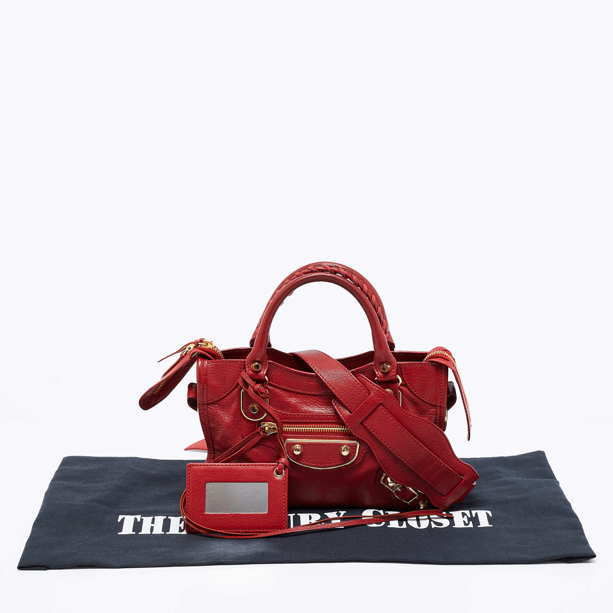 Balenciaga Classic Silver Metallic Edge Mini City Leather Crossbody' In Red, ModeSens