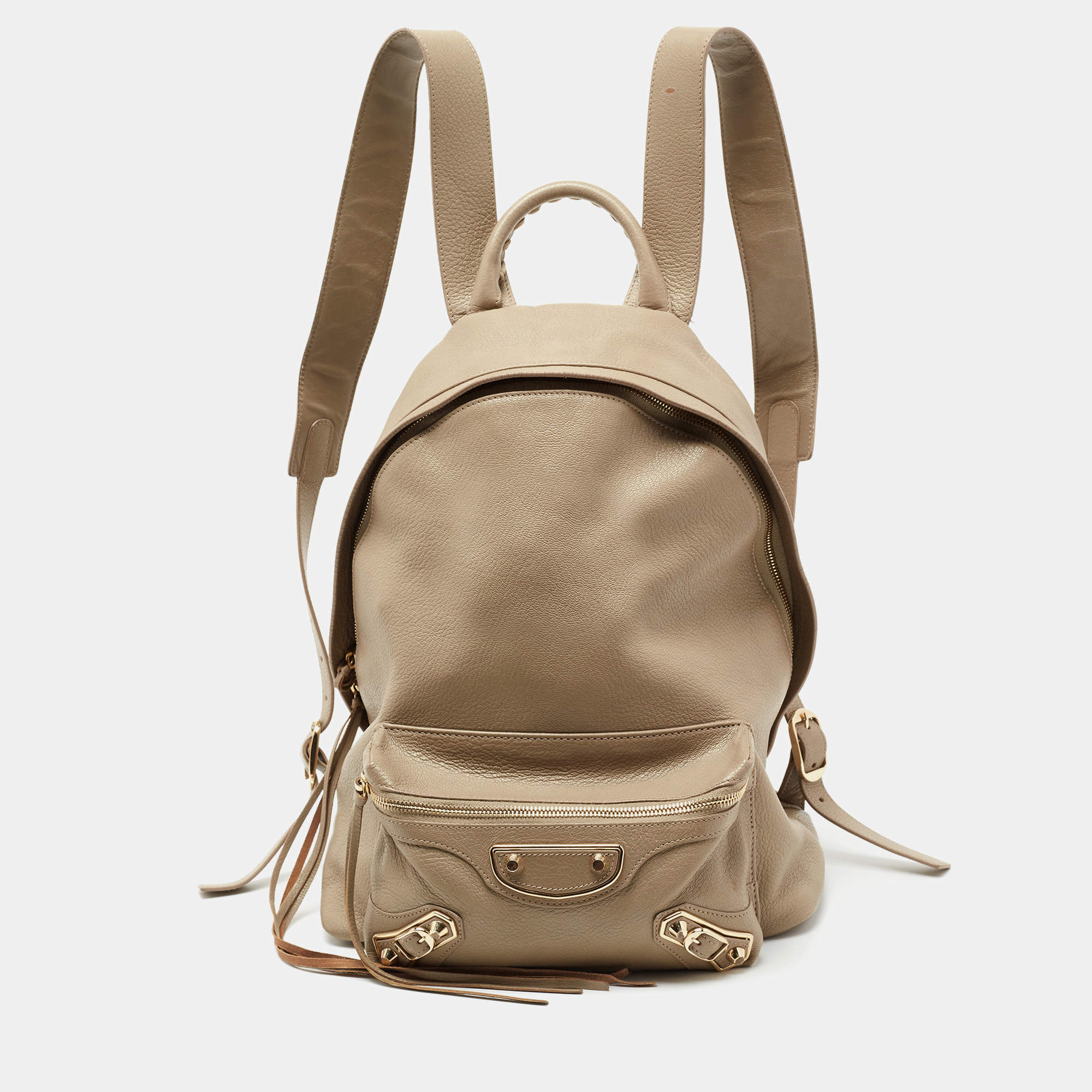 Pre Owned Balenciaga Beige Leather Classic Backpack