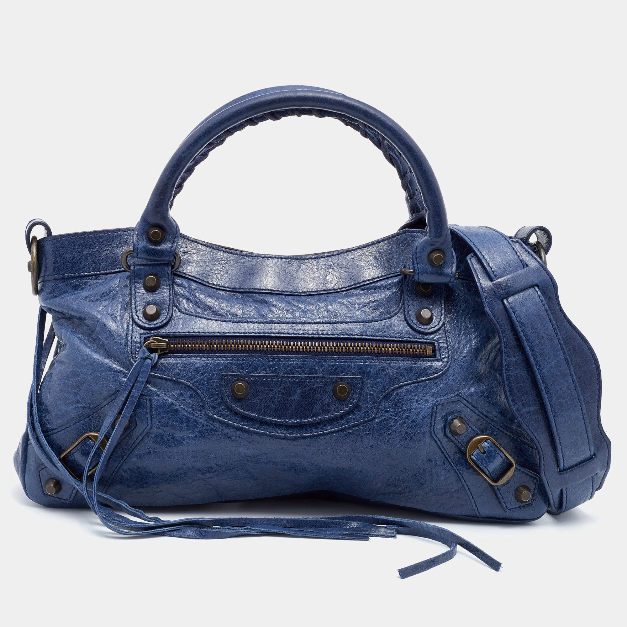 Pre Owned Balenciaga Blue Leather Classic First Tote