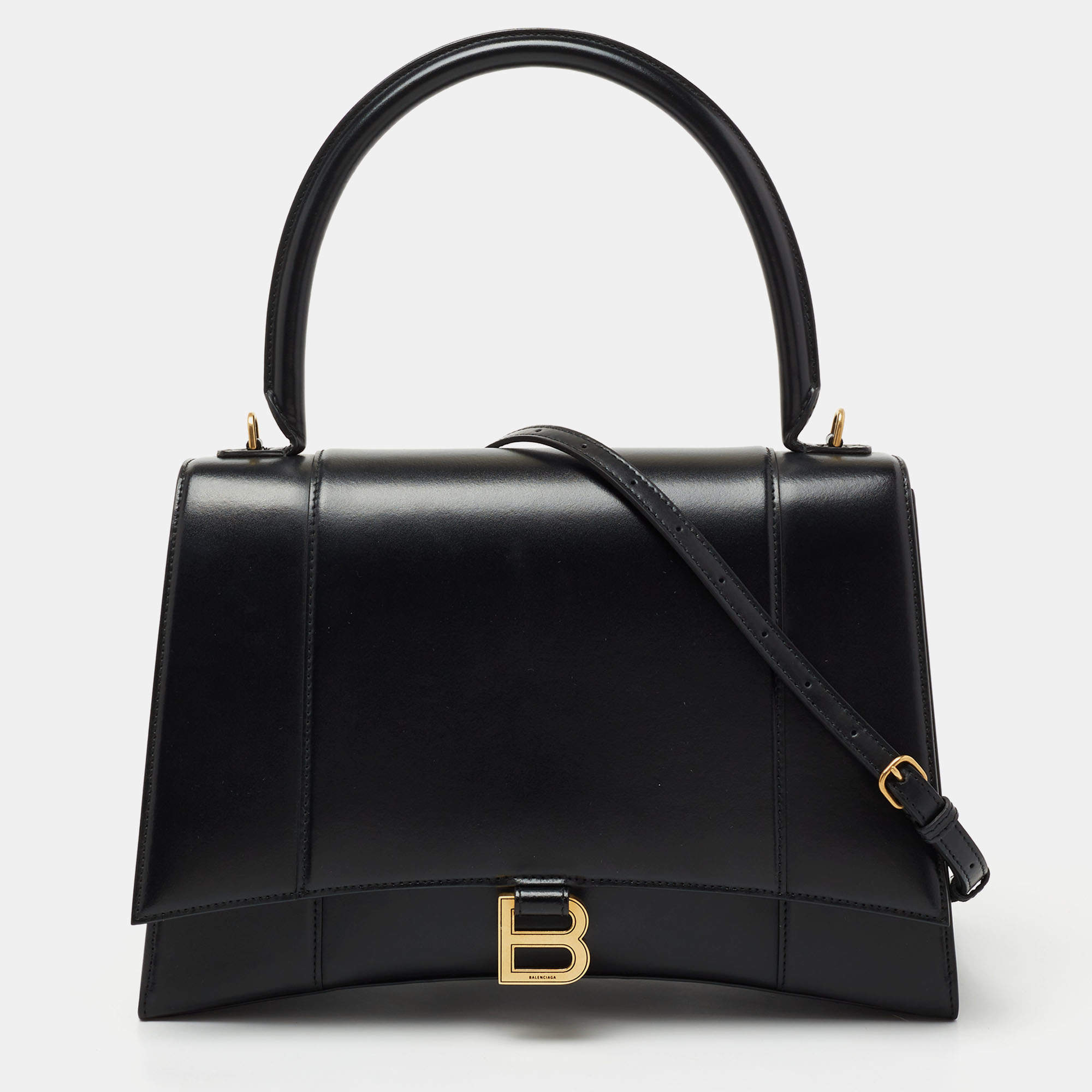 Balenciaga Hourglass Medium Leather Shoulder Bag