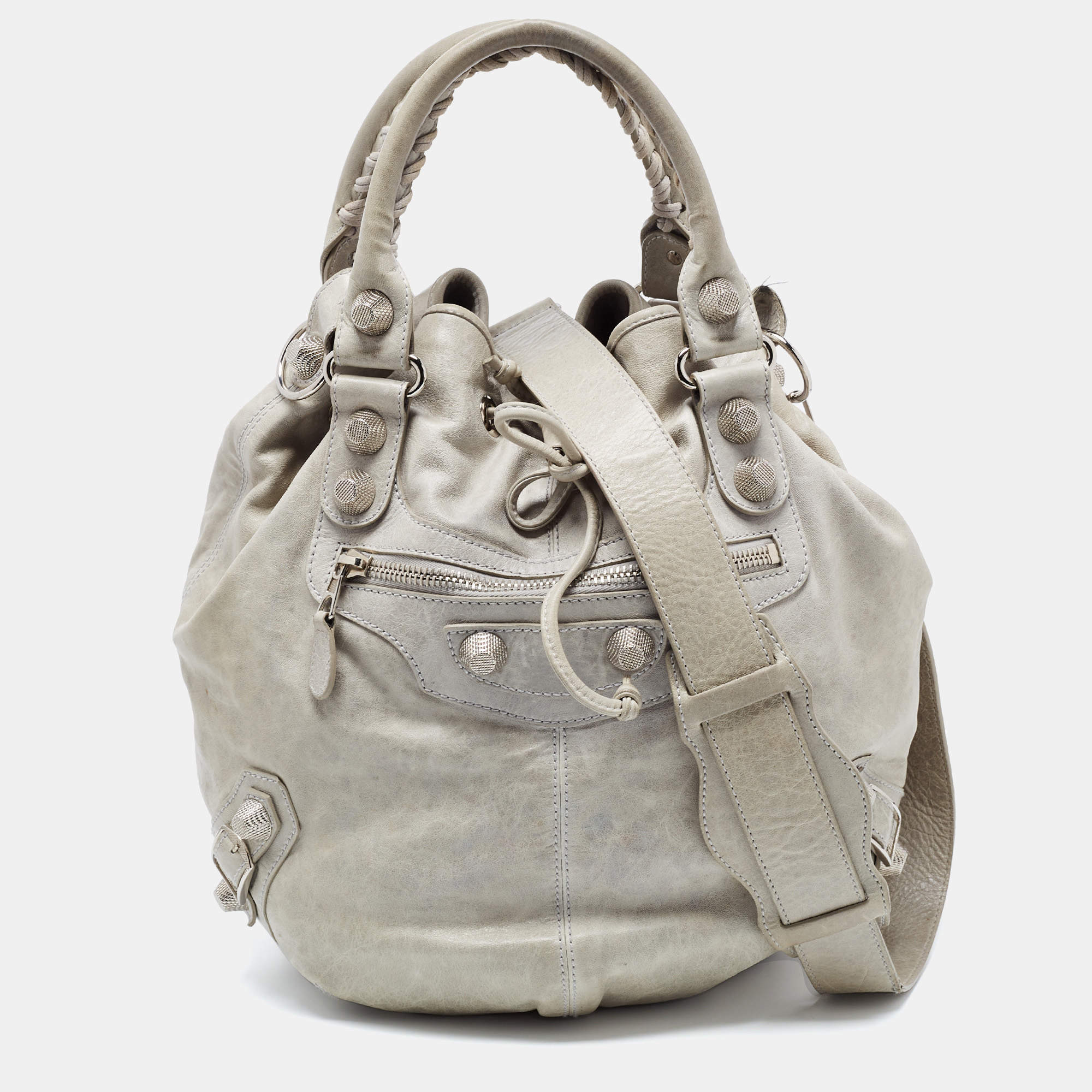 Balenciaga Light Green Leather SGH Pompon Hobo
