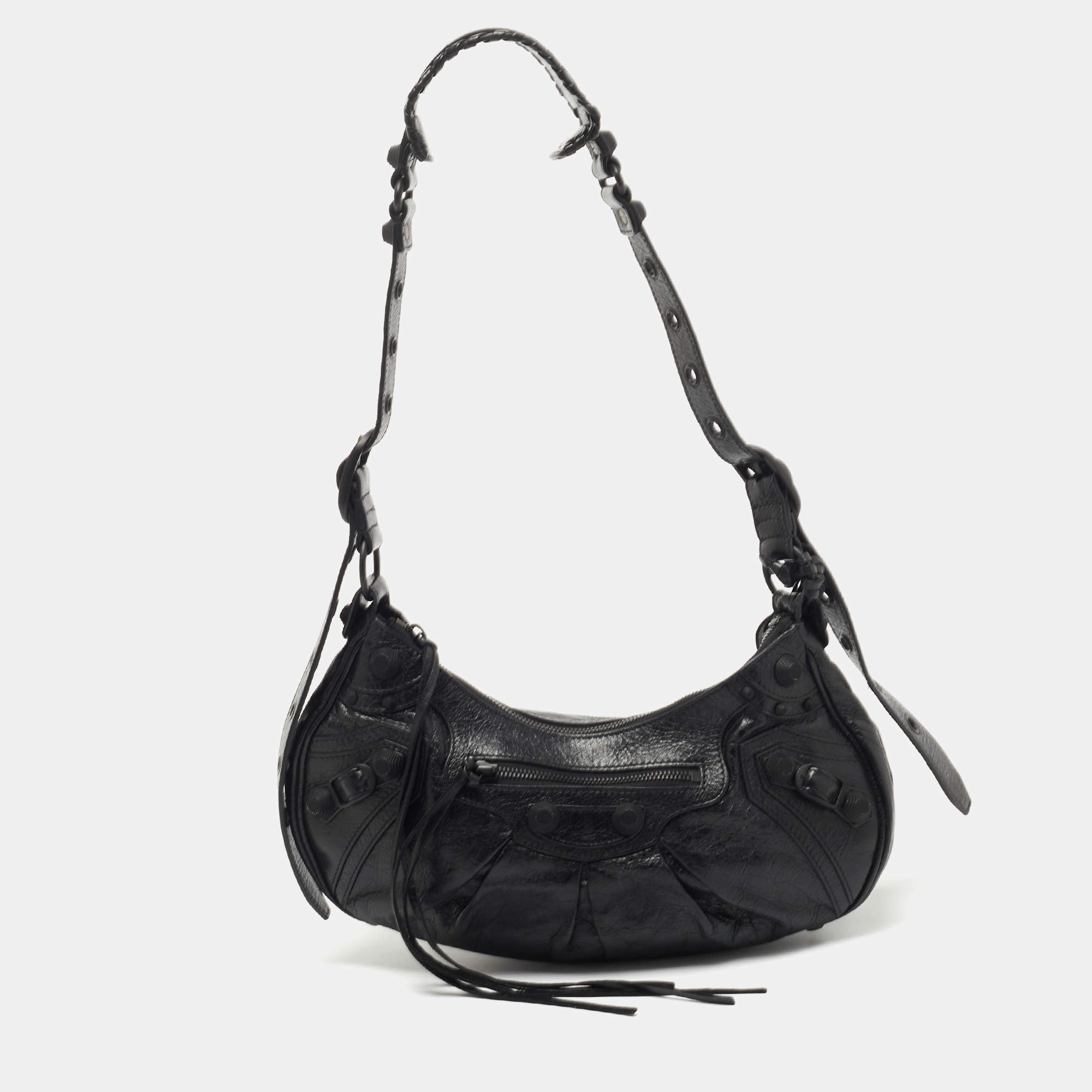 Pre Owned Balenciaga Black Leather Le Cagole Small Shoulder Bag