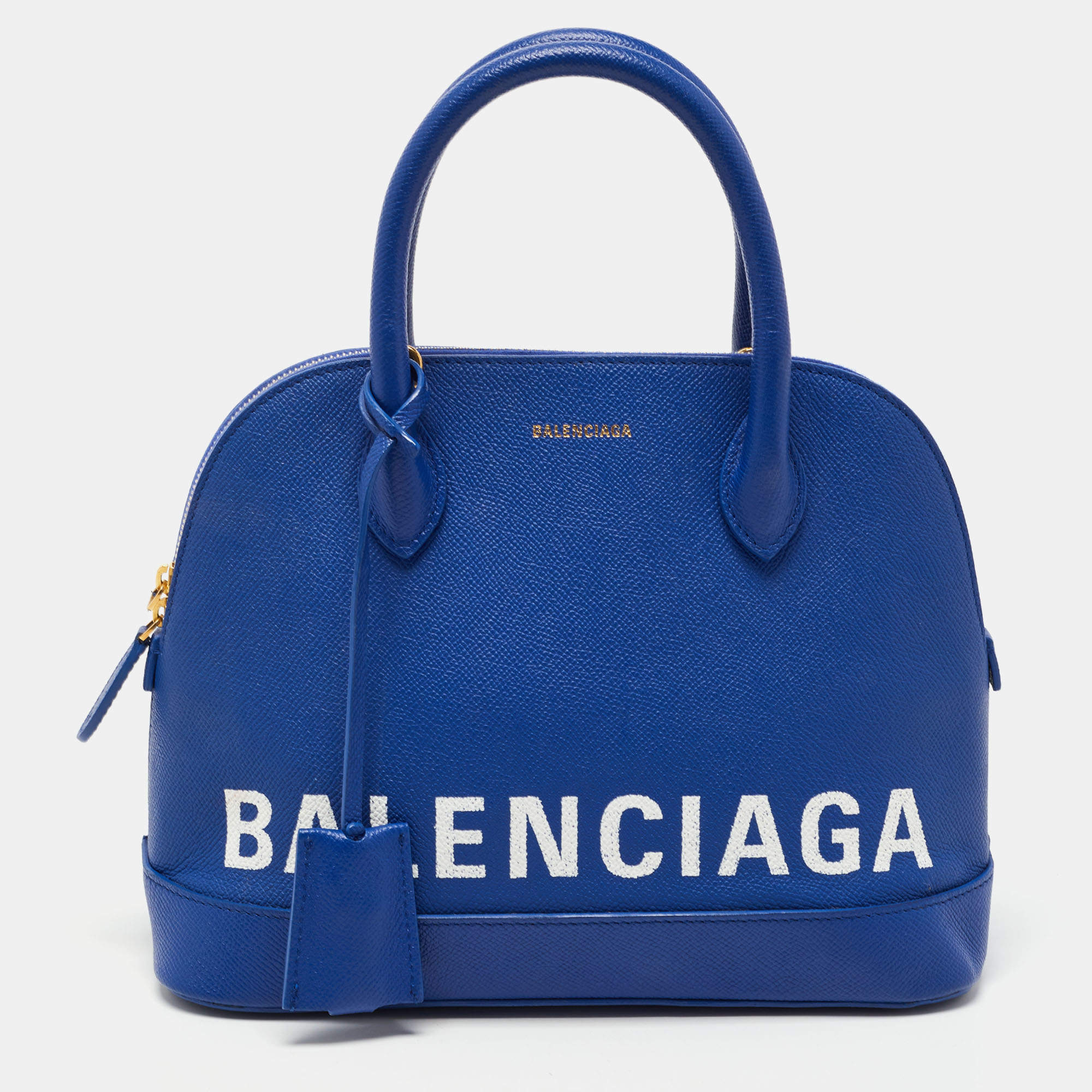 Pre Owned Balenciaga Blue Leather Small Ville Satchel