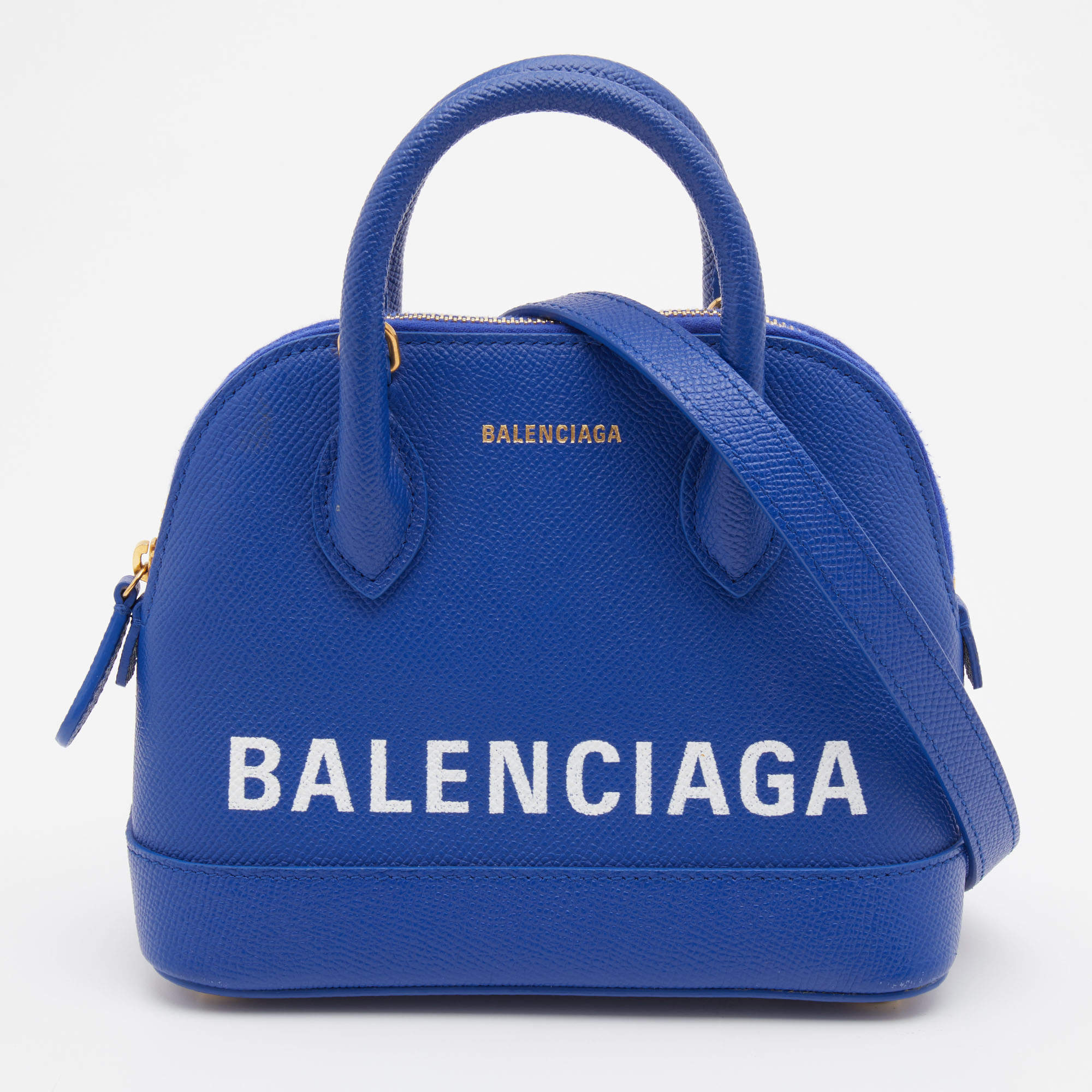 Pre Owned Balenciaga Blue Leather XXS Ville Satchel