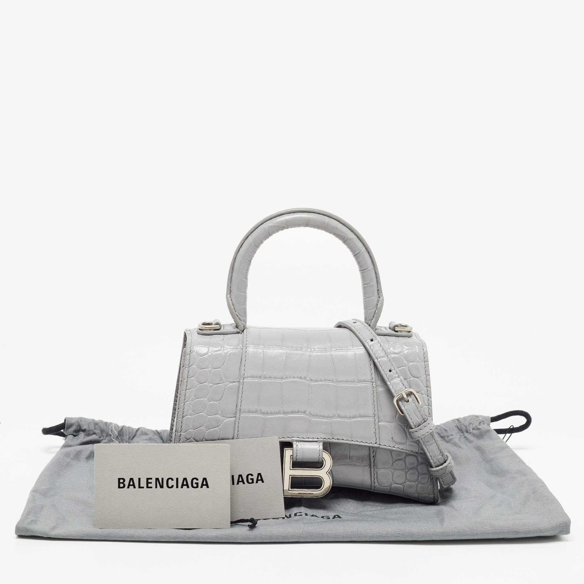 Hourglass leather crossbody bag Balenciaga Grey in Leather - 33453888