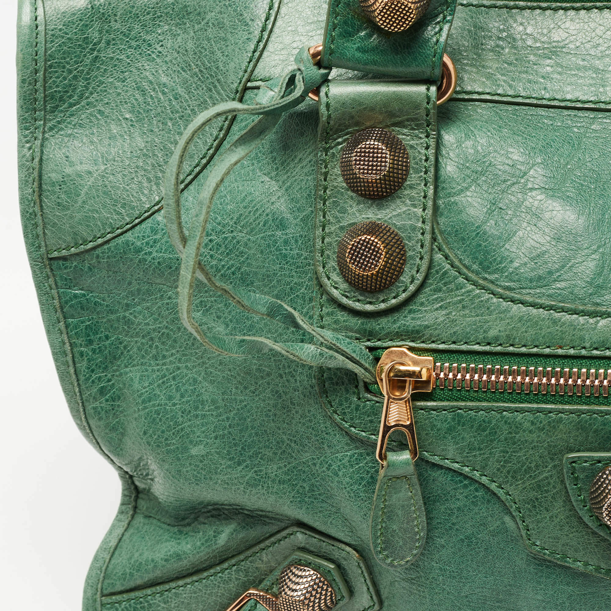 Balenciaga Emerald Lambskin Leather Work Bag - Yoogi's Closet