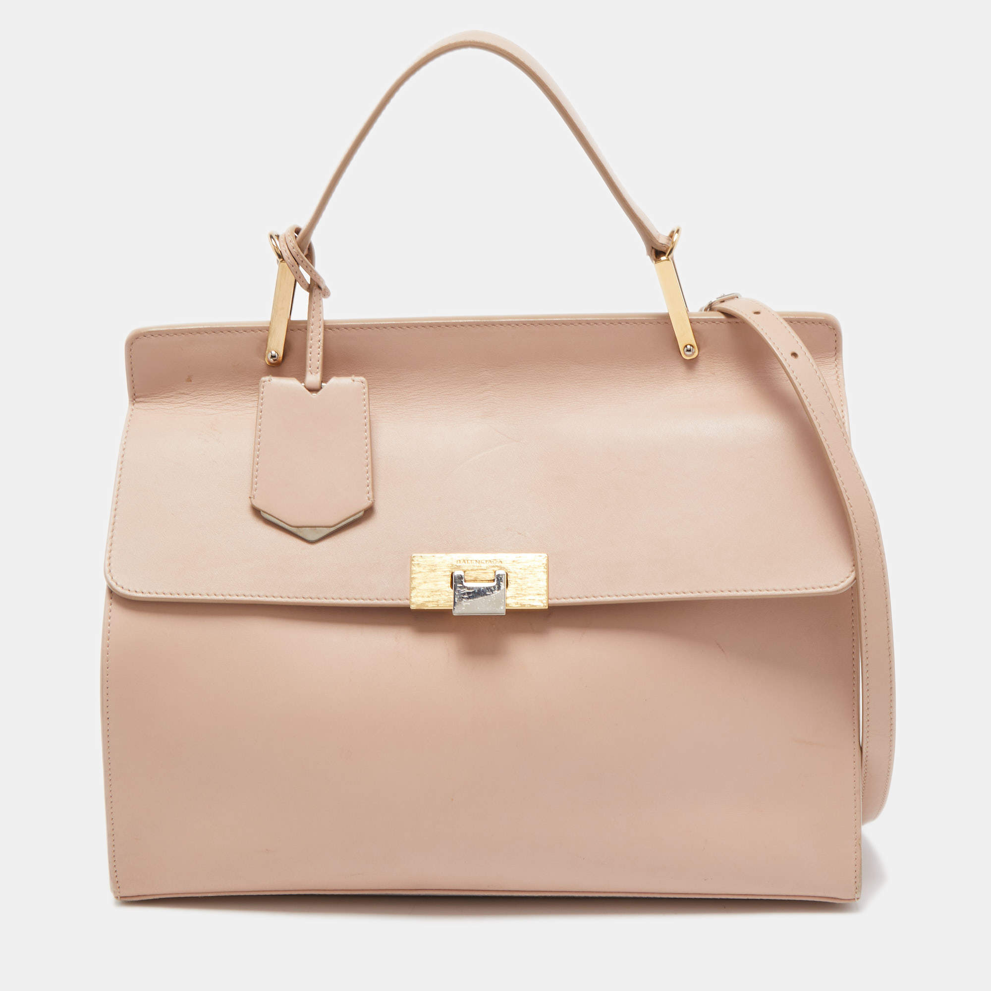 Pre Owned Balenciaga Pink Leather Le Dix Cartable Top Handle Bag