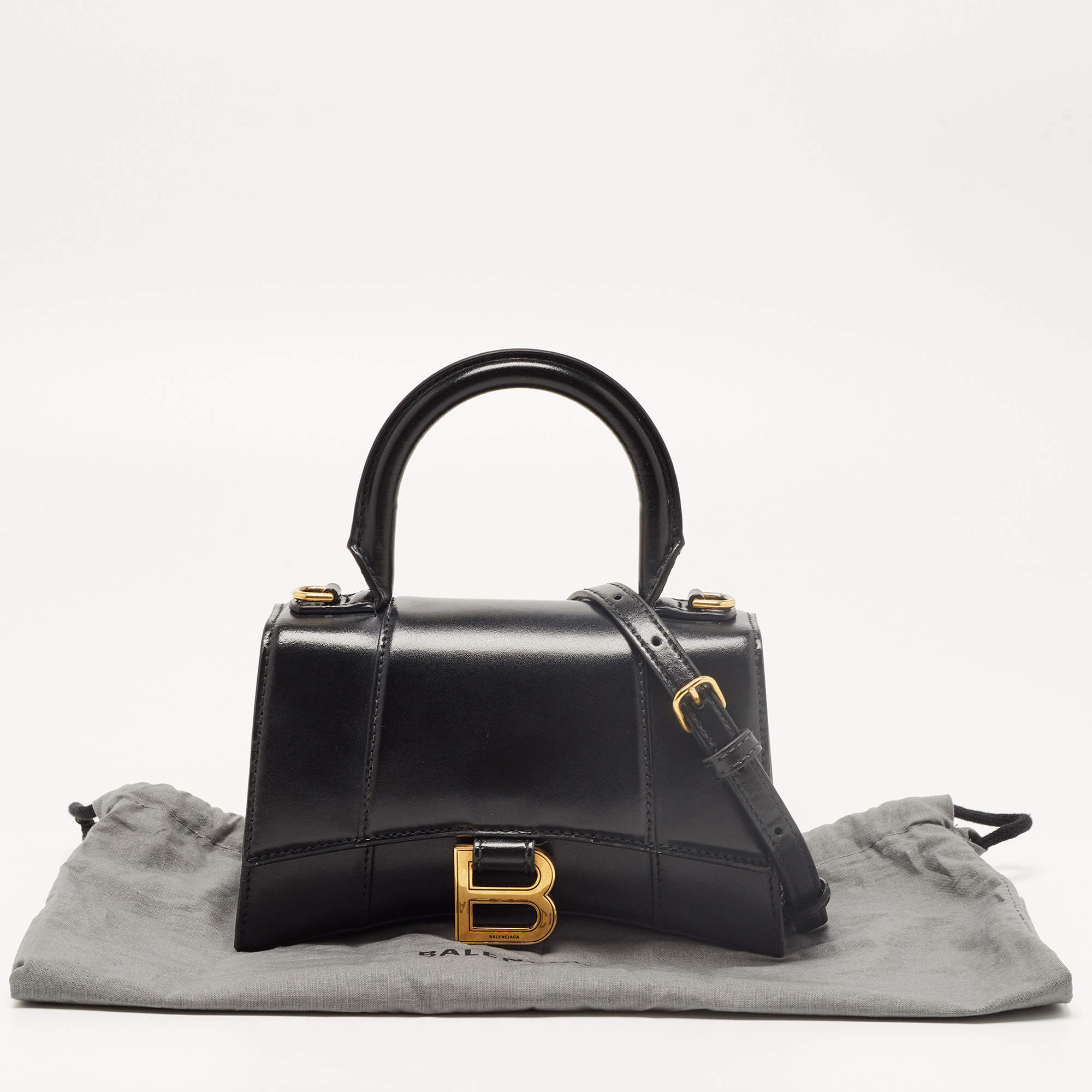 Balenciaga Black Leather XS Hourglass Handle Bag Balenciaga TLC