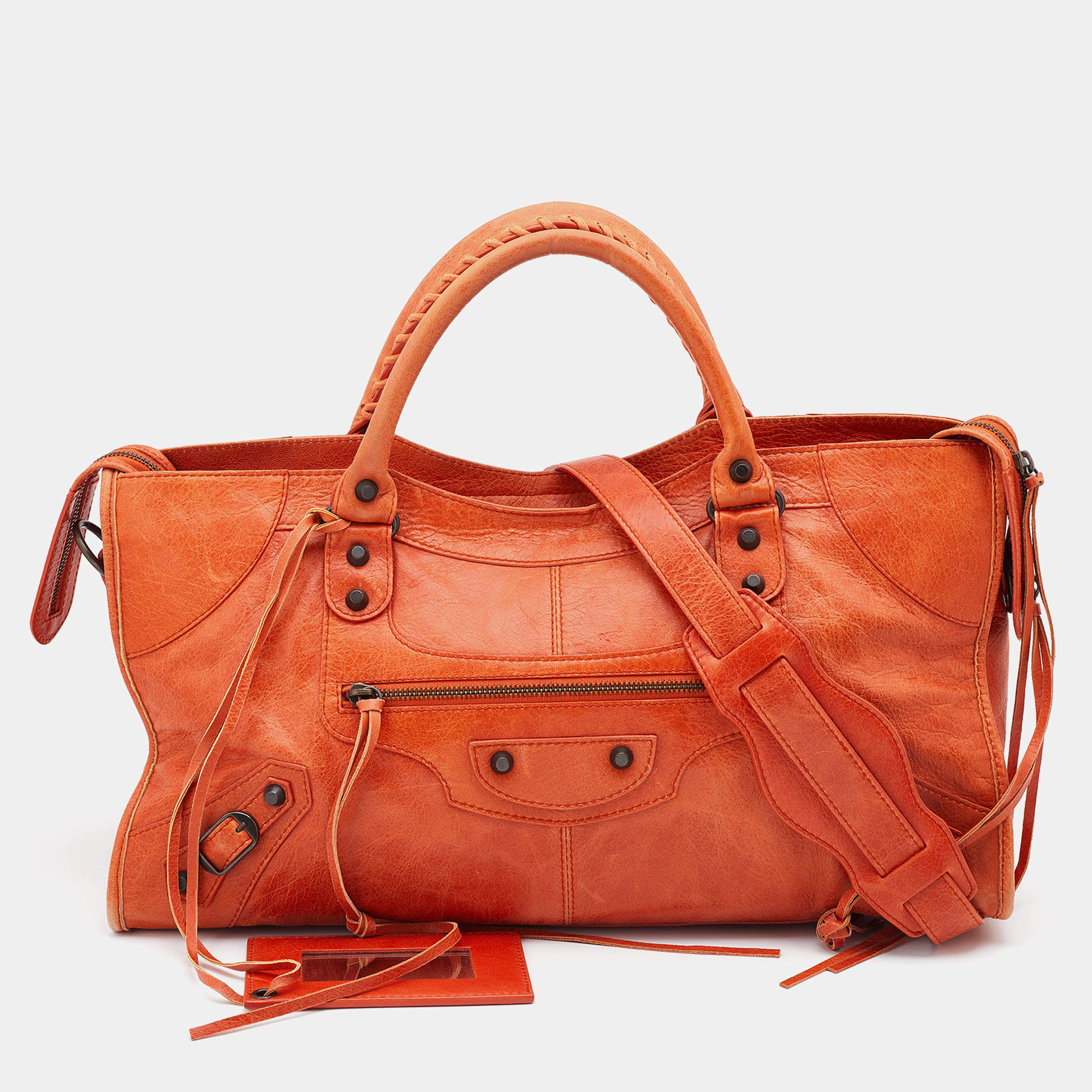 Pre Owned Balenciaga Tangerine Leather RH Classic Part Time Tote