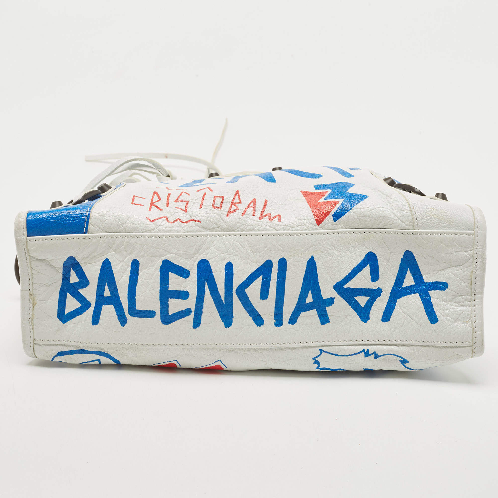 Balenciaga White Graffiti Leather Small City Tote Balenciaga | The Luxury  Closet