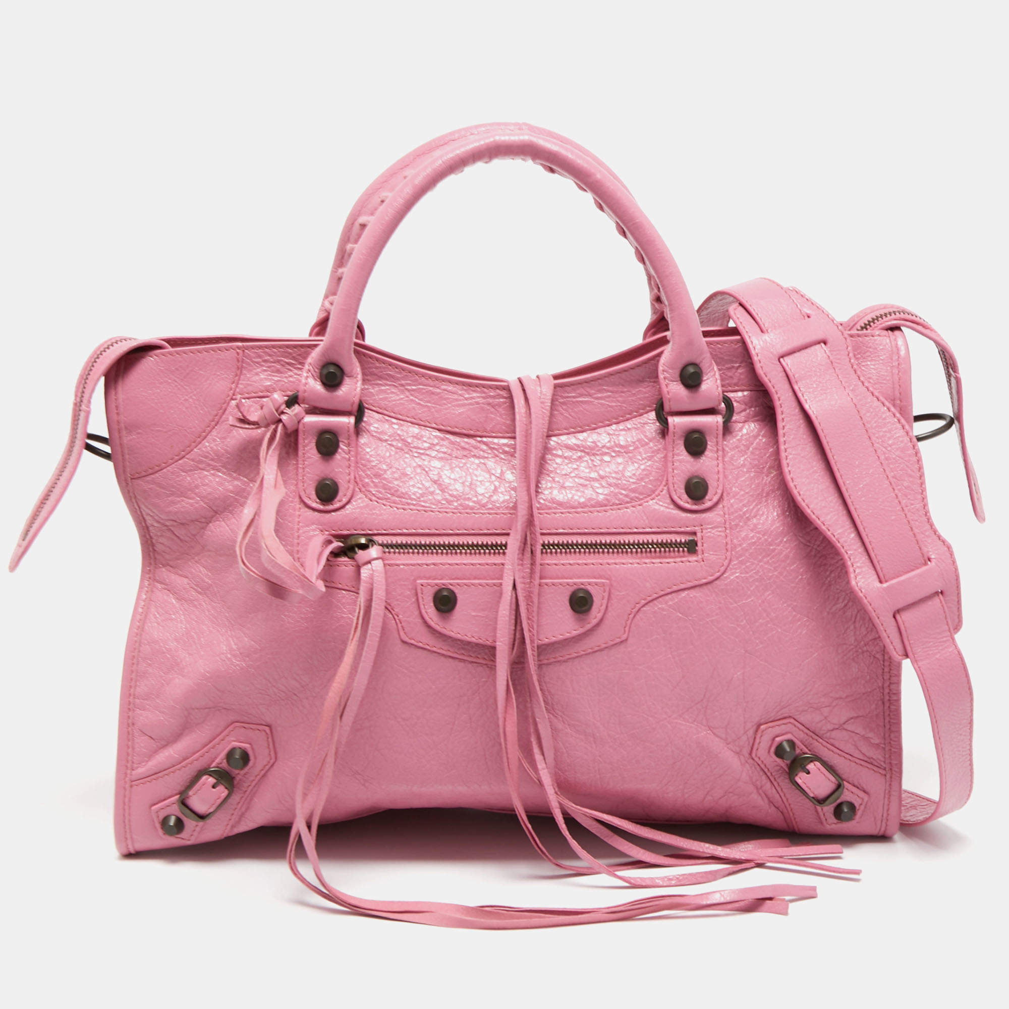 Pre Owned Balenciaga Pink Leather RH City Tote