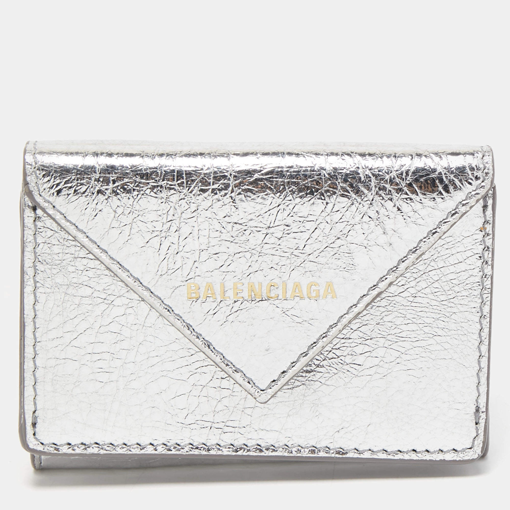 Balenciaga Le Cagole metallic mini wallet silver  MODES