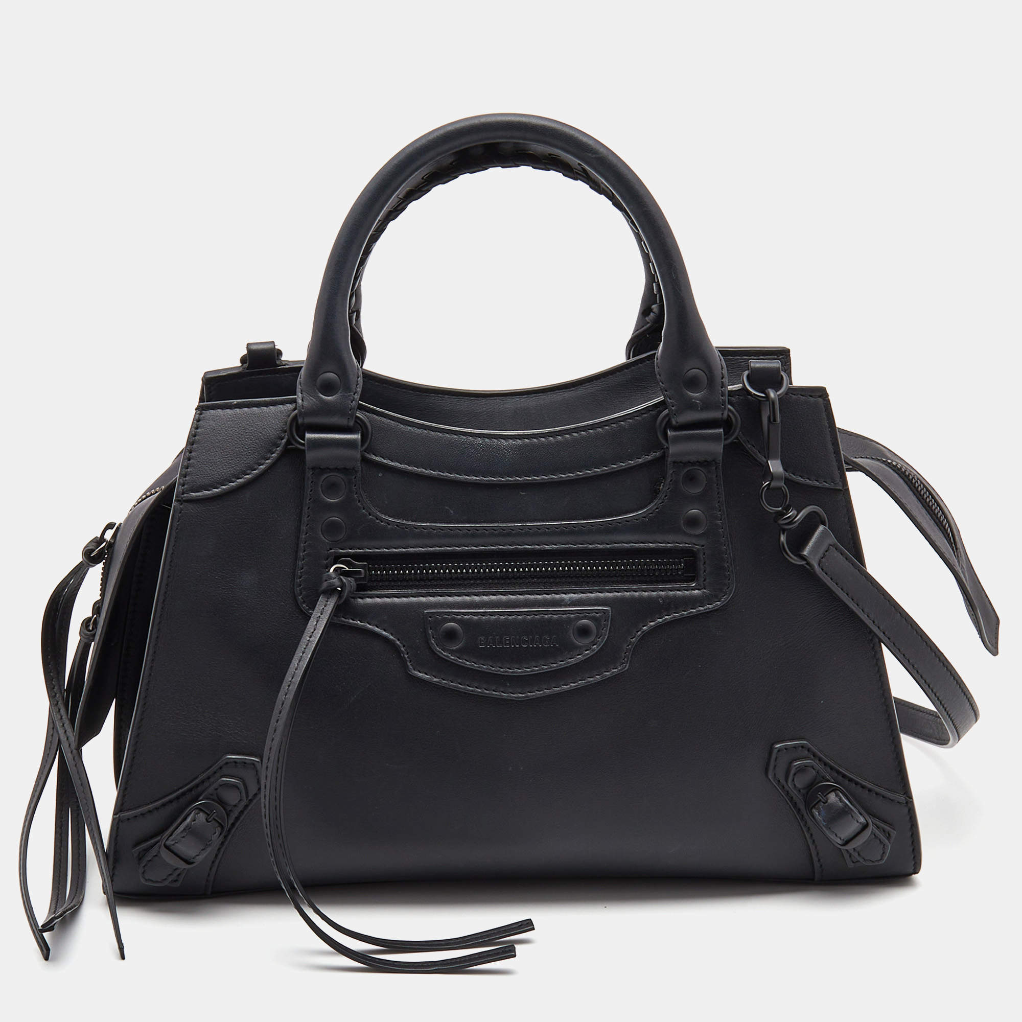 Pre Owned Balenciaga Black Leather Small Neo Classic Tote