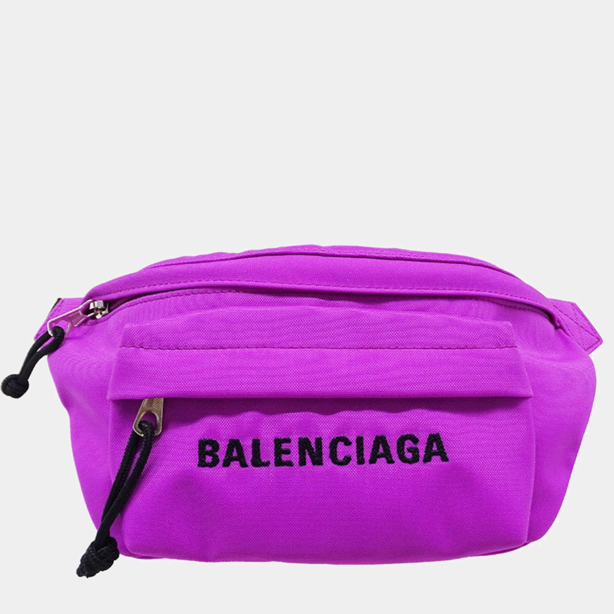 Balenciaga Pink Nylon Wheel Logo Belt Bag |
