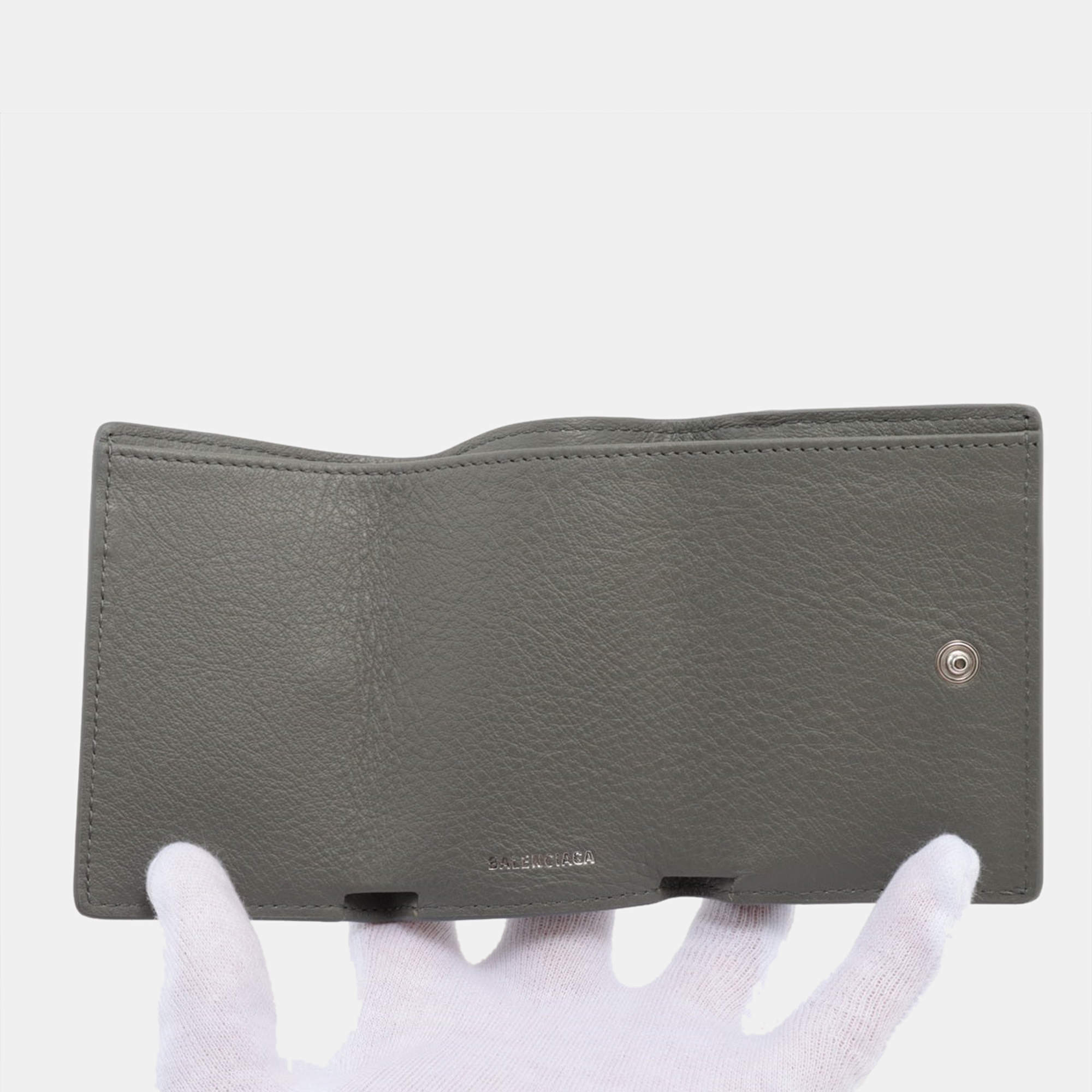 Balenciaga Papier Mini 391446 Leather Wallet Grey | TLC