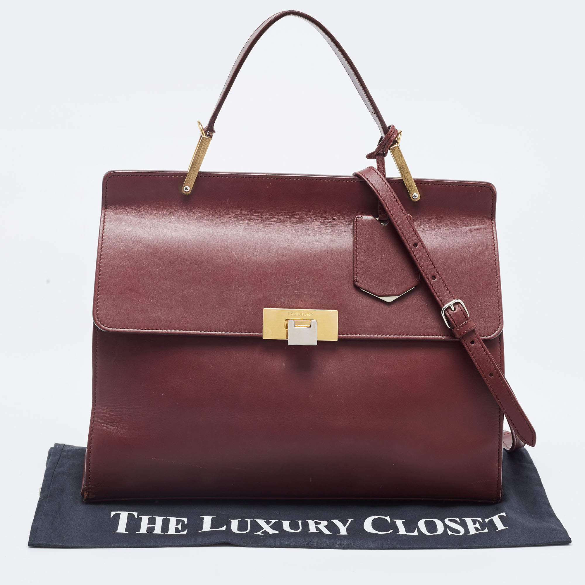 Balenciaga Burgundy Leather Le Dix Cartable Top Bag Balenciaga | TLC