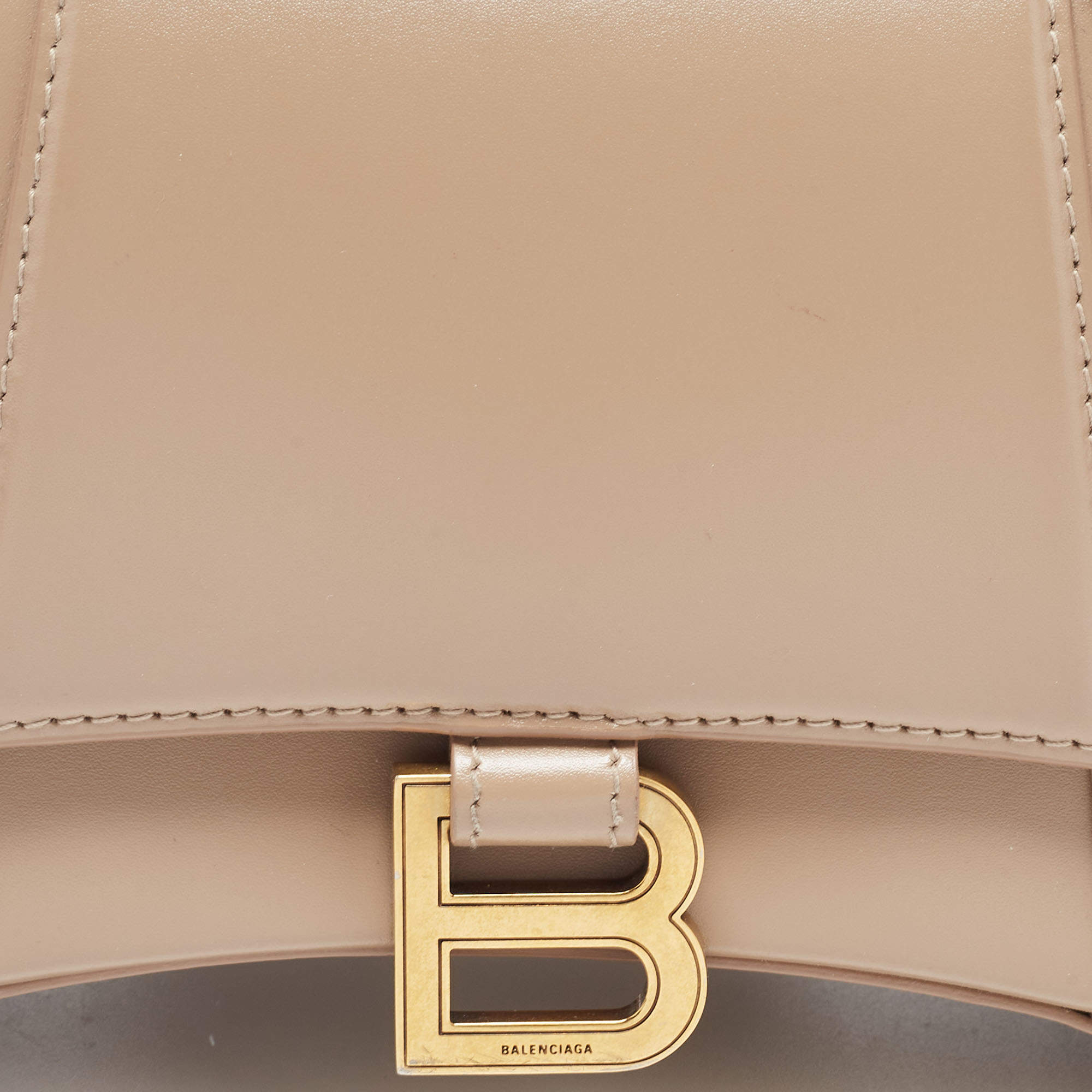 Balenciaga Hourglass Top Handle Bag Small Beige in Leather with Gold-tone -  GB