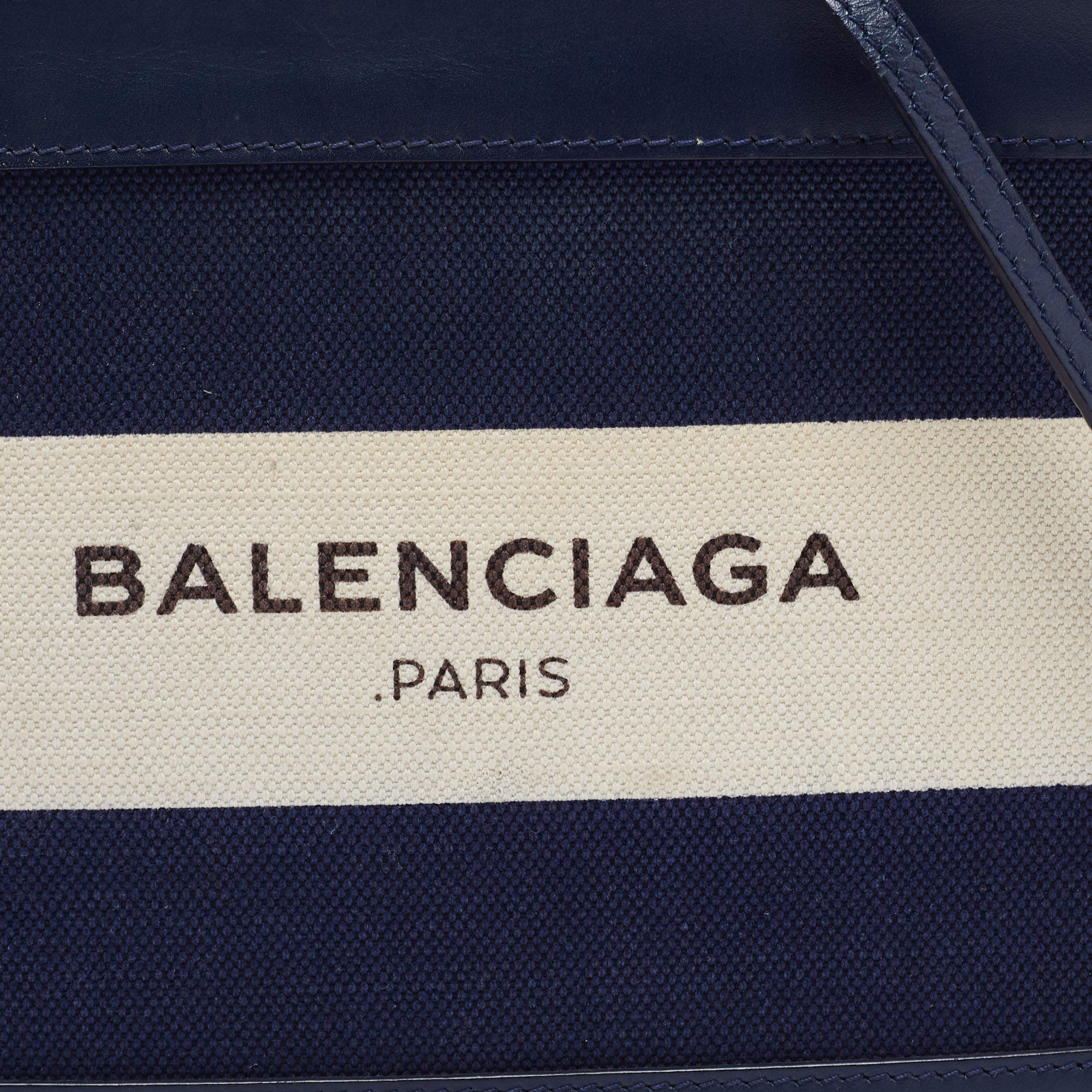 Balenciaga Navy Blue/Cream Canvas and Leather Pochette Crossbody Bag  Balenciaga