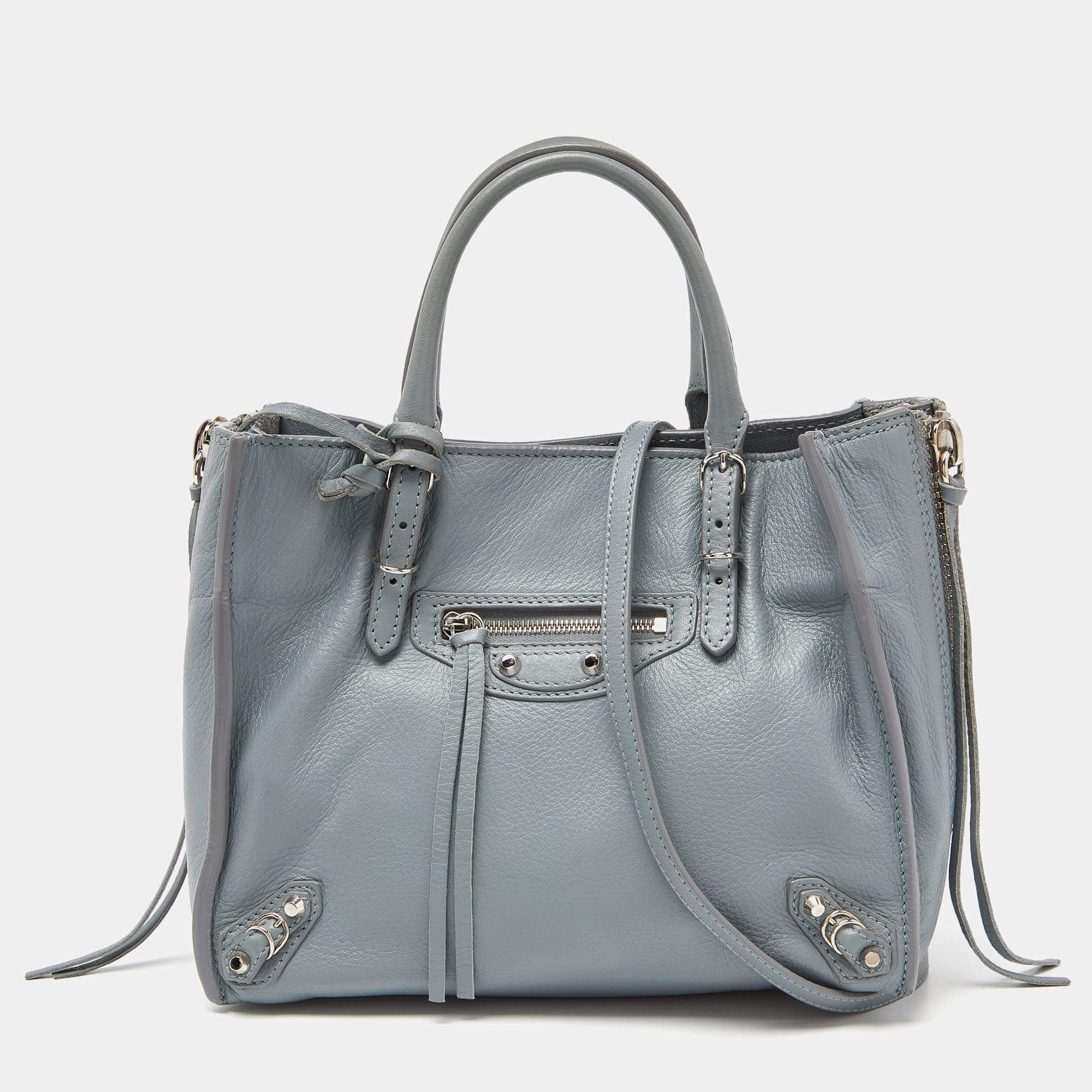 Pre Owned Balenciaga Maldives Leather Mini Papier A4 Tote