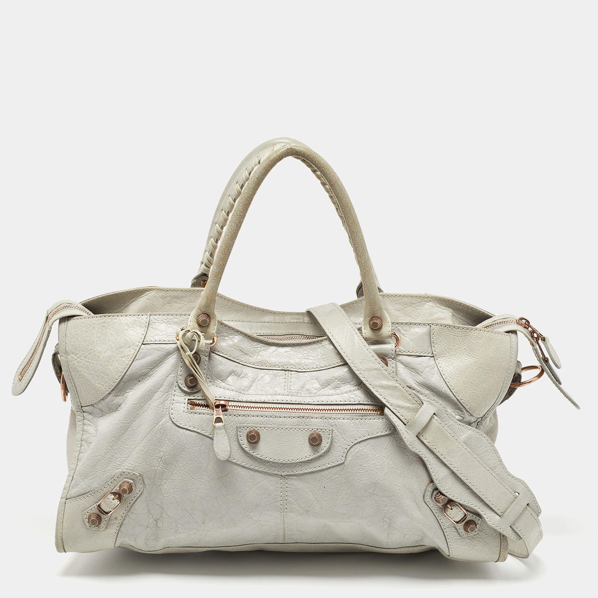 Pre Owned Balenciaga Grey Leather RGRH Part Time Tote
