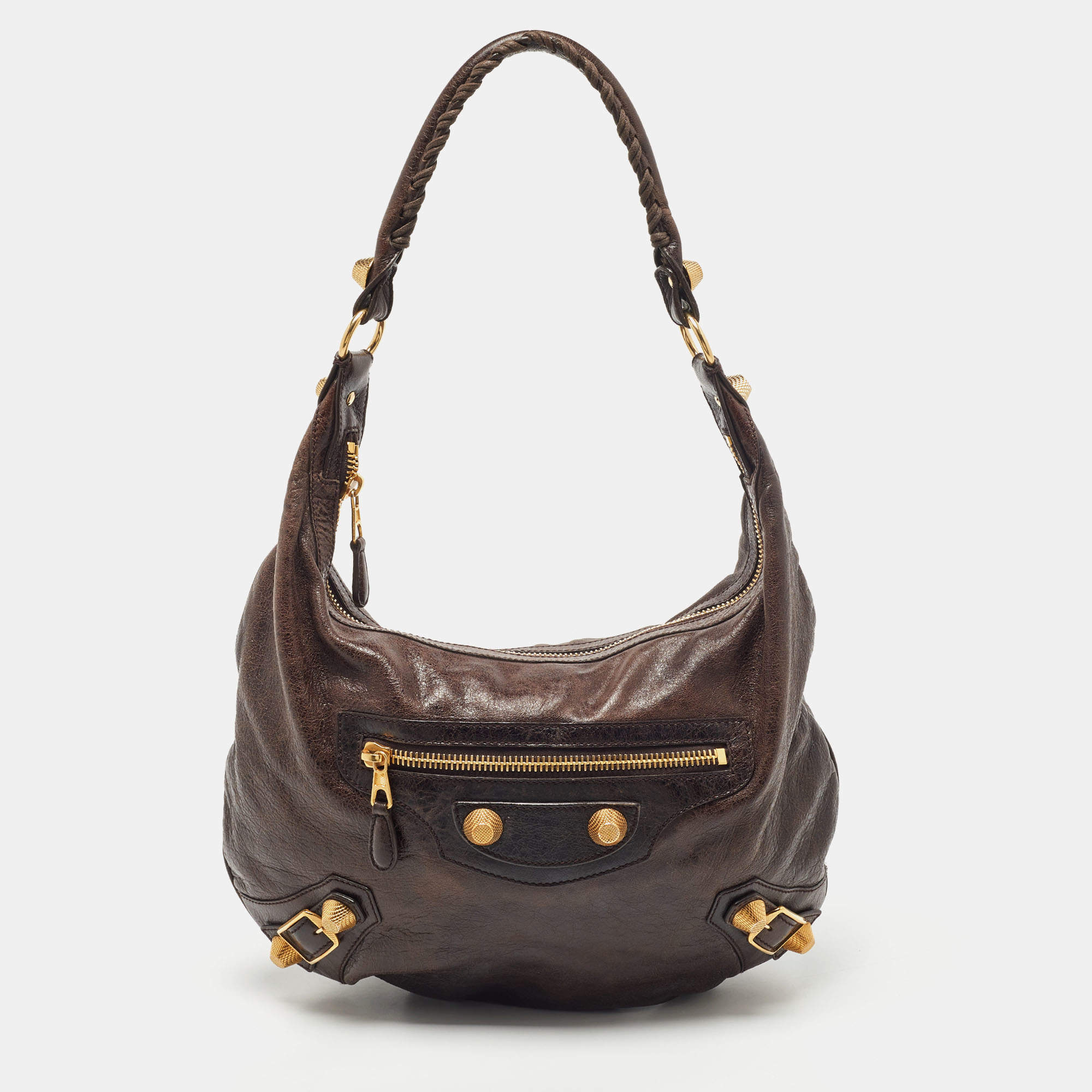 Balenciaga Dark Brown Leather GGH Hobo