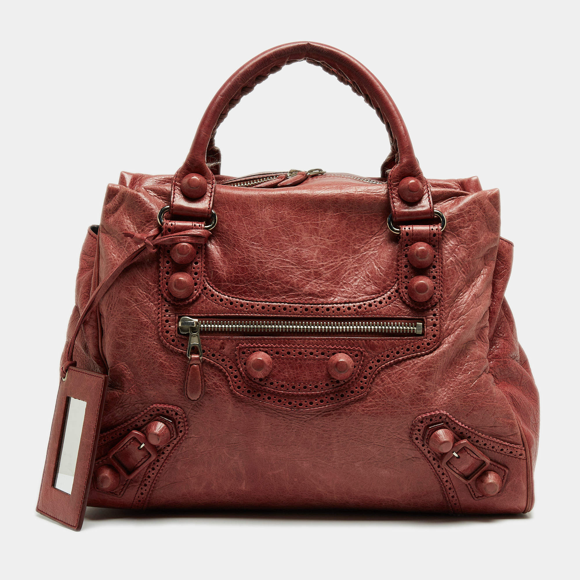 Pre Owned Balenciaga Rose-Bruyere Leather GSH Midday Bag
