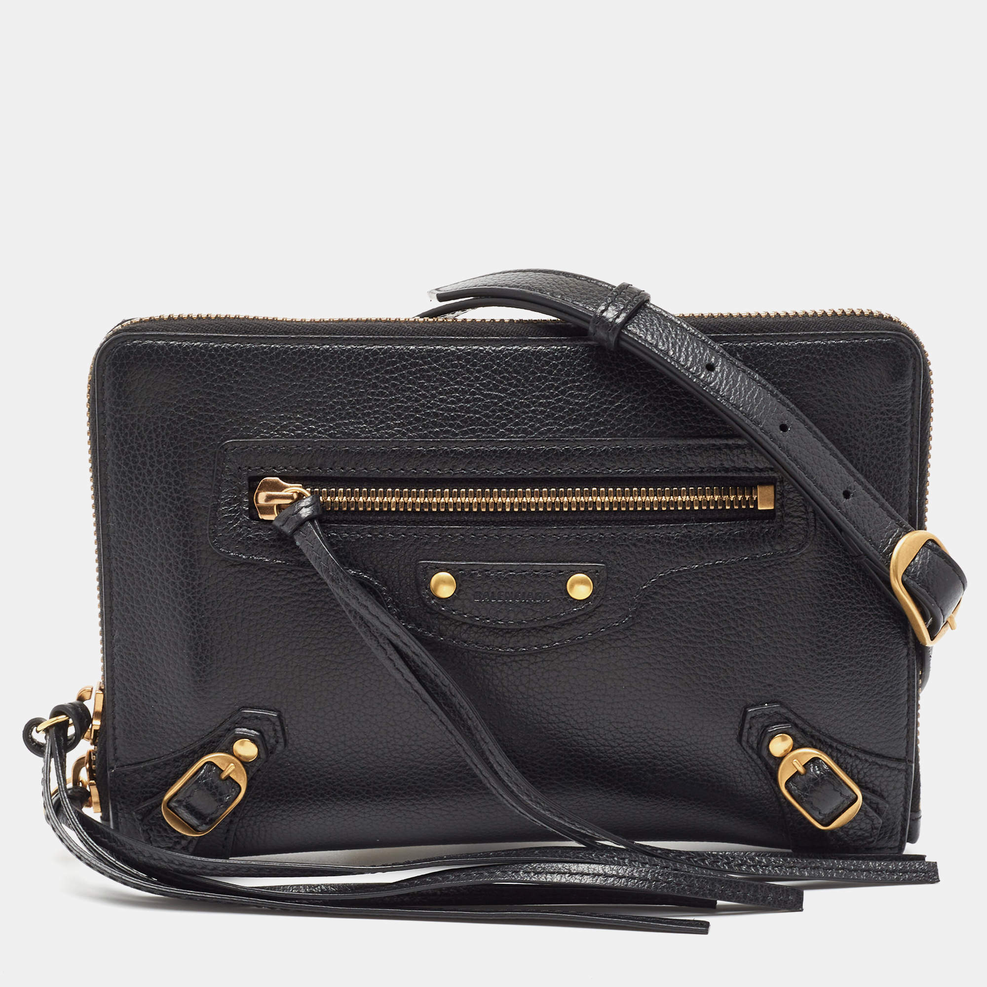 Pre Owned Balenciaga Black Leather Neo Classic Small Pouch