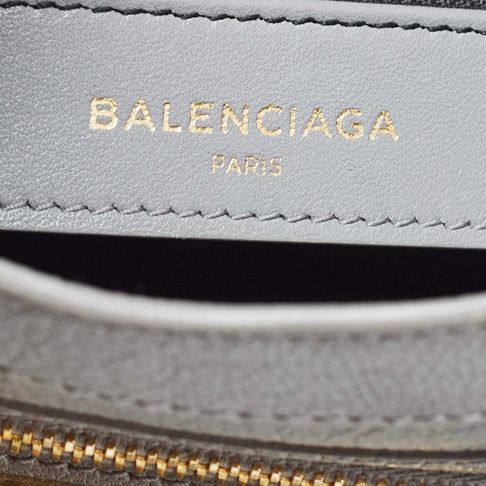 Pre Owned  Balenciaga Grey Leather Mini Classic Metallic Edge City Bag