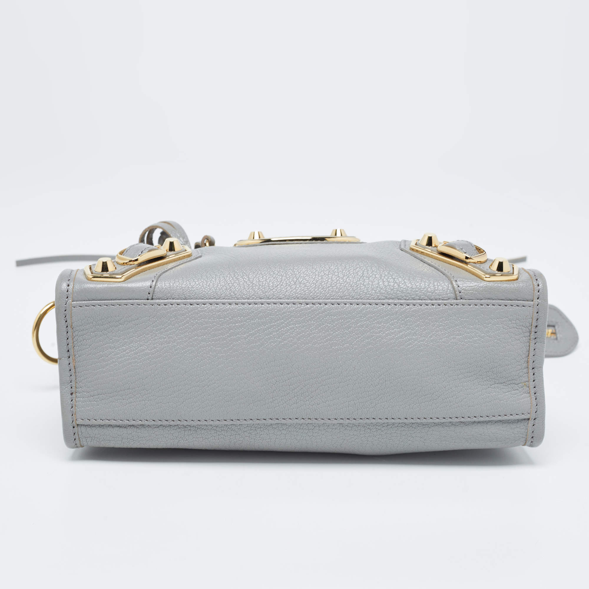 Pre Owned  Balenciaga Grey Leather Mini Classic Metallic Edge City Bag