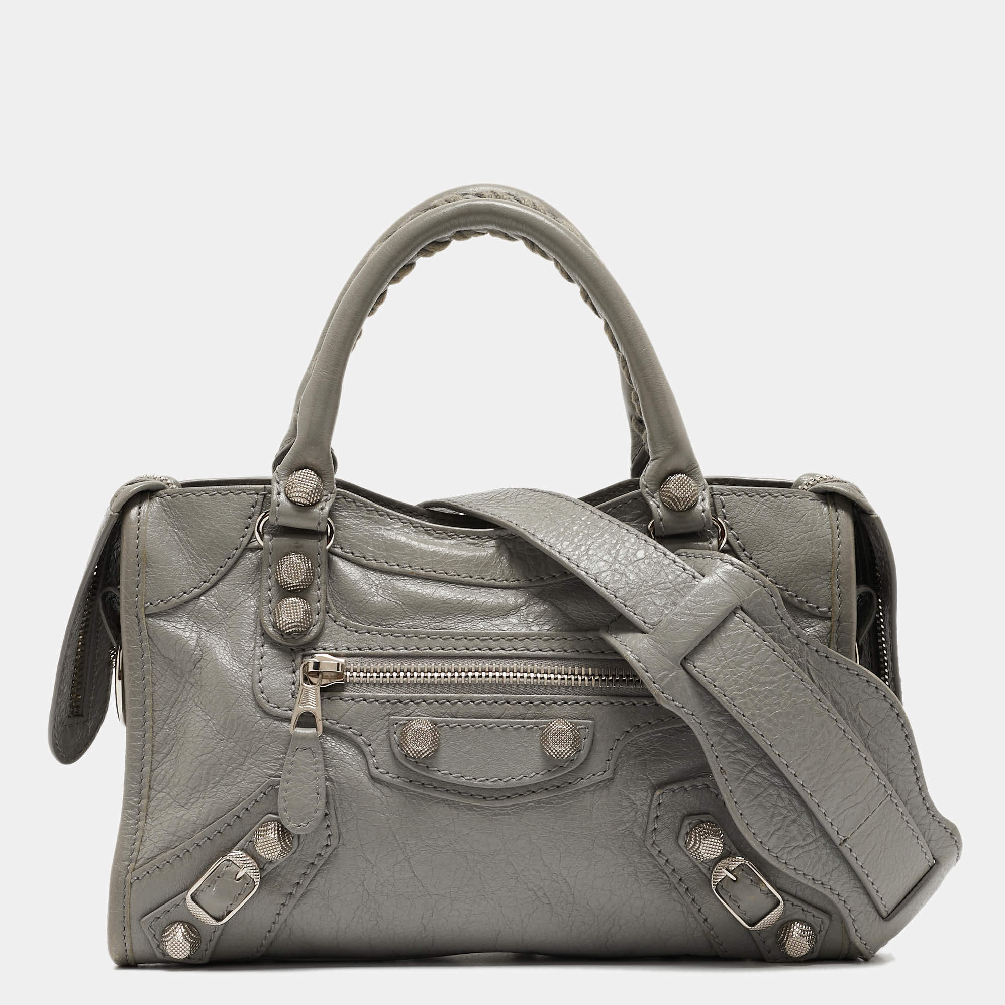Pre Owned Balenciaga Ciment Leather Mini RH City Tote