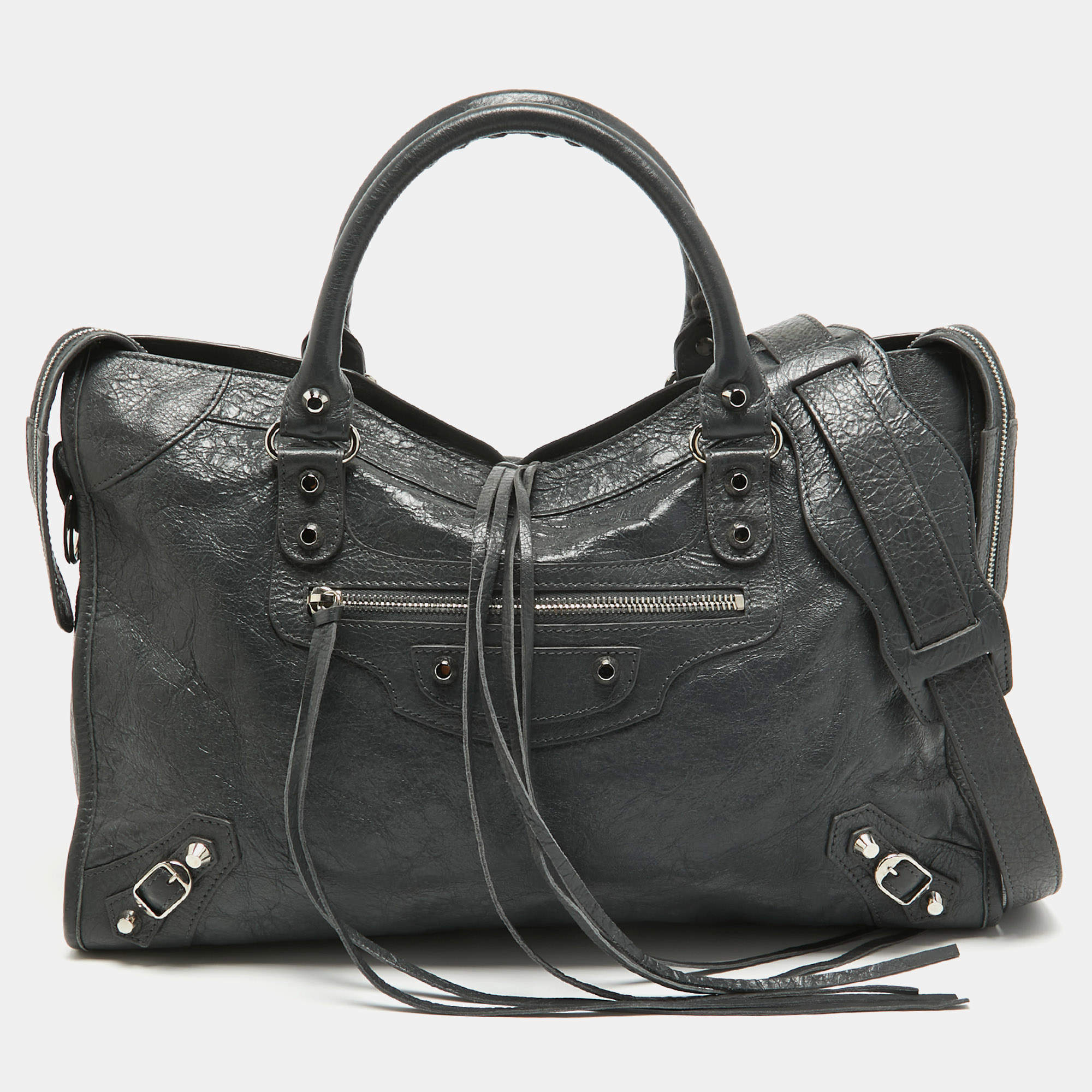 Pre Owned Balenciaga Grey Leather RSH Classic City Tote