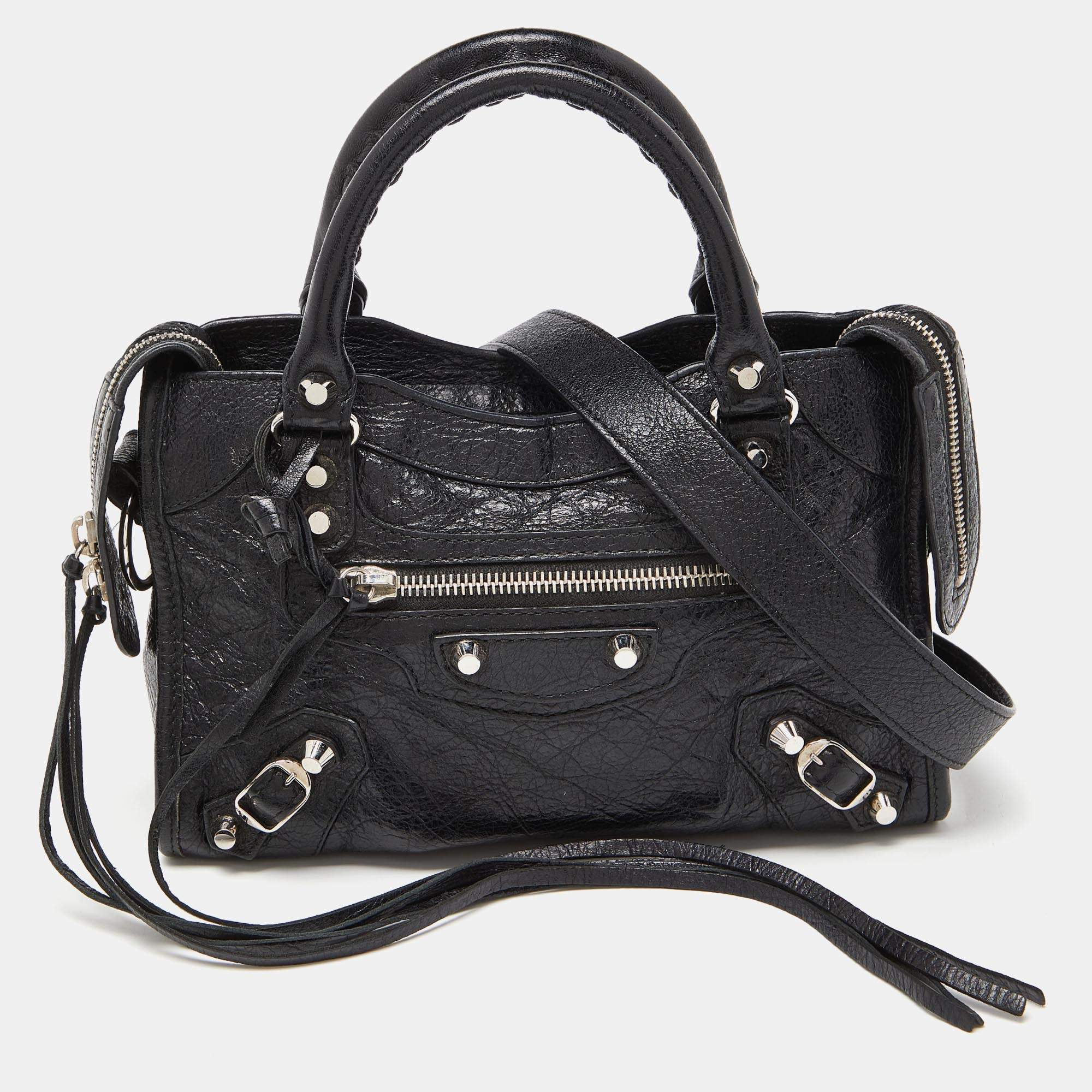 Pre Owned Balenciaga Black Leather Mini City Bag