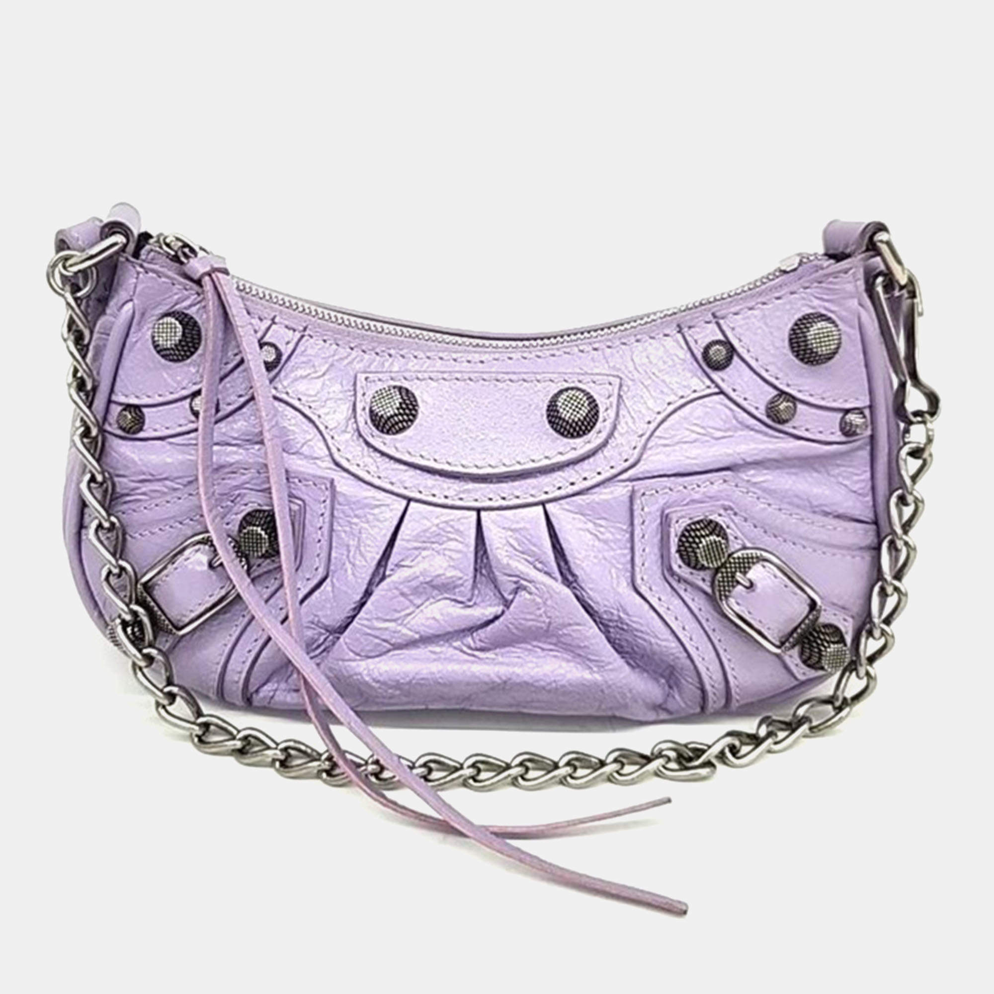 Balenciaga Purple Leather Mini Le Cagole Shoulder Bag