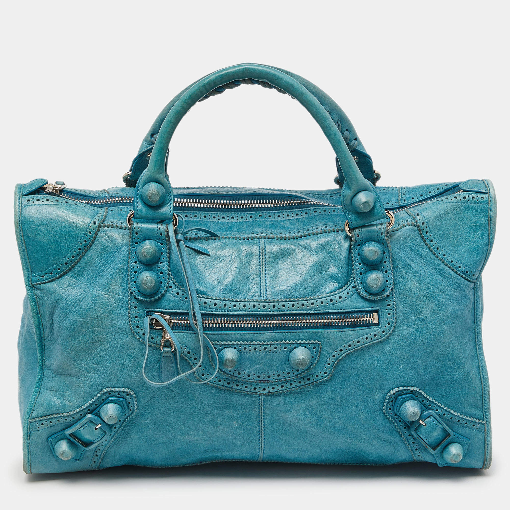 Pre Owned Balenciaga Cyclade Leather Brogues Work Tote