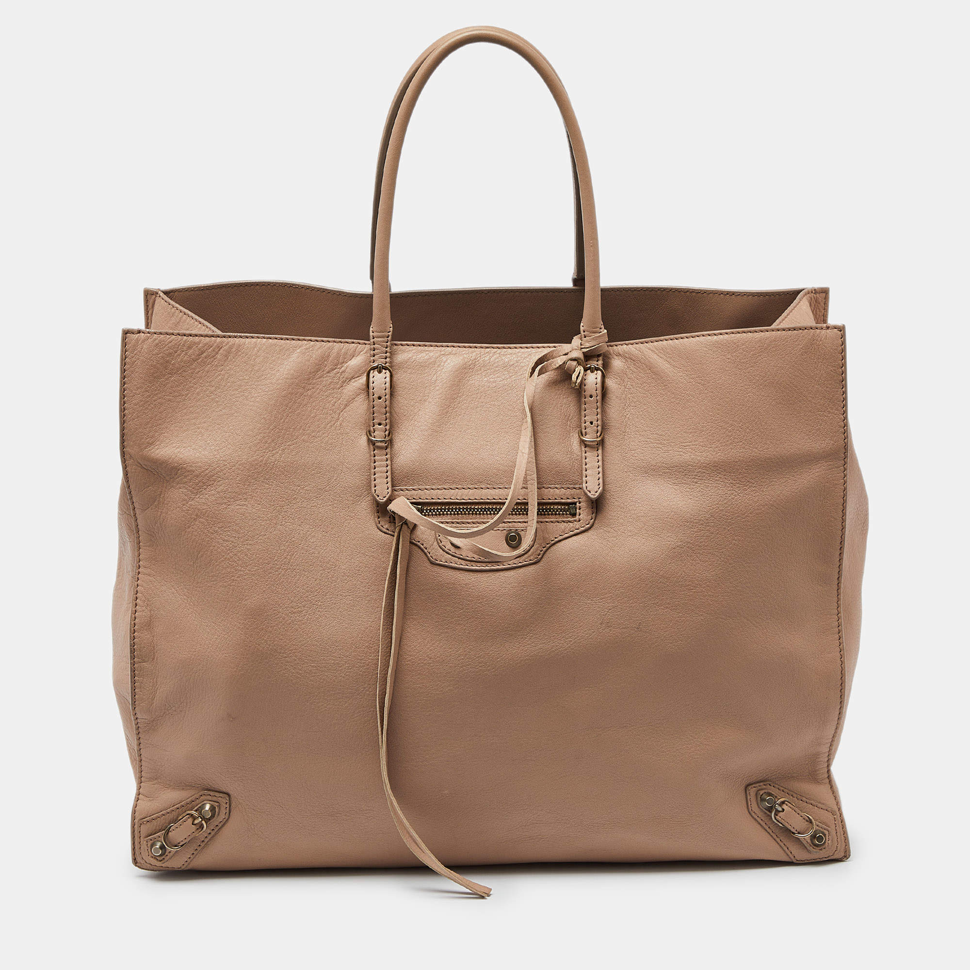 Pre Owned Balenciaga Rose Aubepine Leather Papier A4 Tote