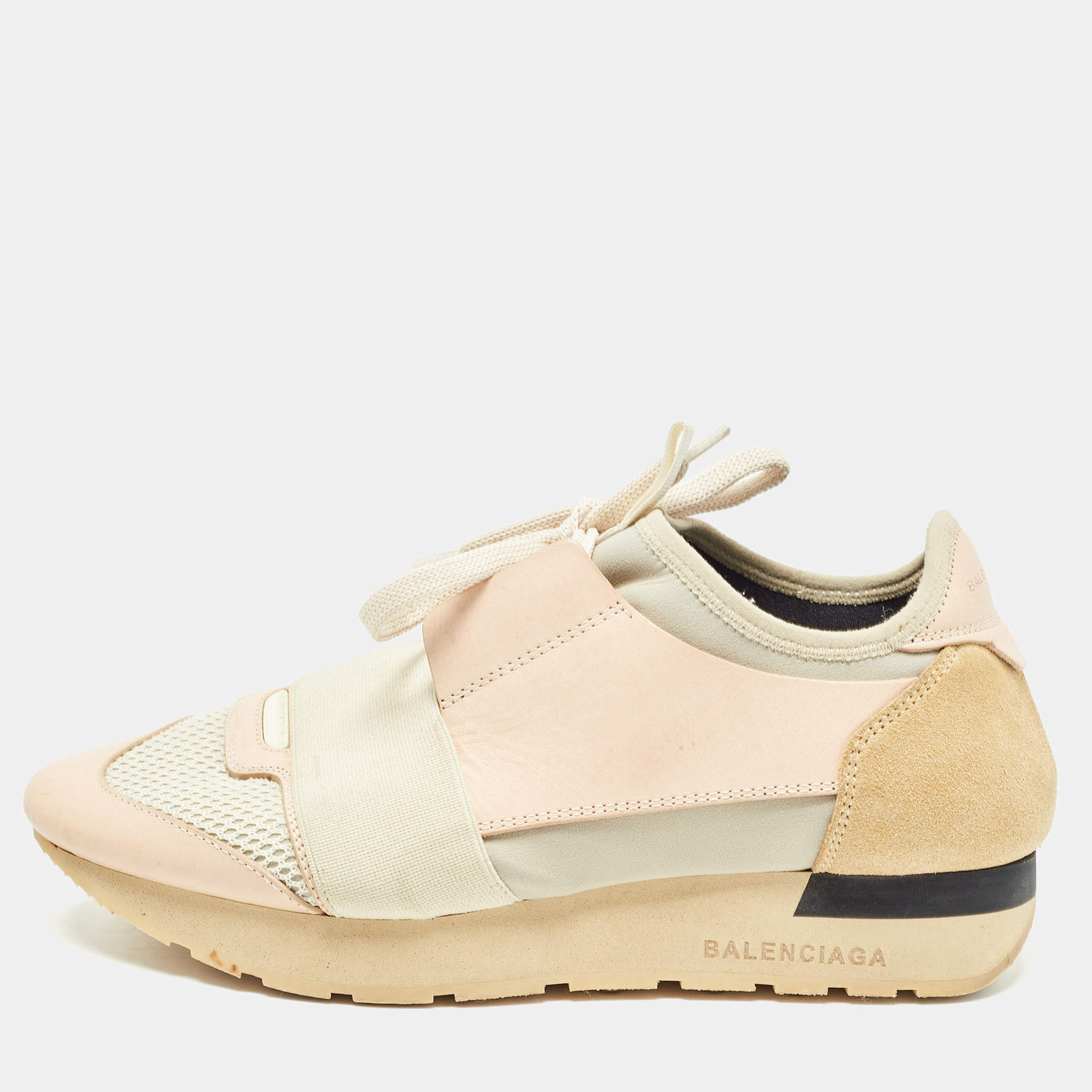 Pre Owned حذاء رياضي بالنسياغا ريس رانر جلد وشبك متعدد الألوان مقاس 36