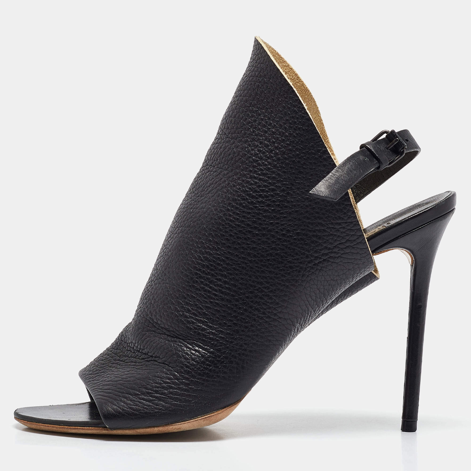 Balenciaga Black Leather Glove Slingback Sandals Size 40