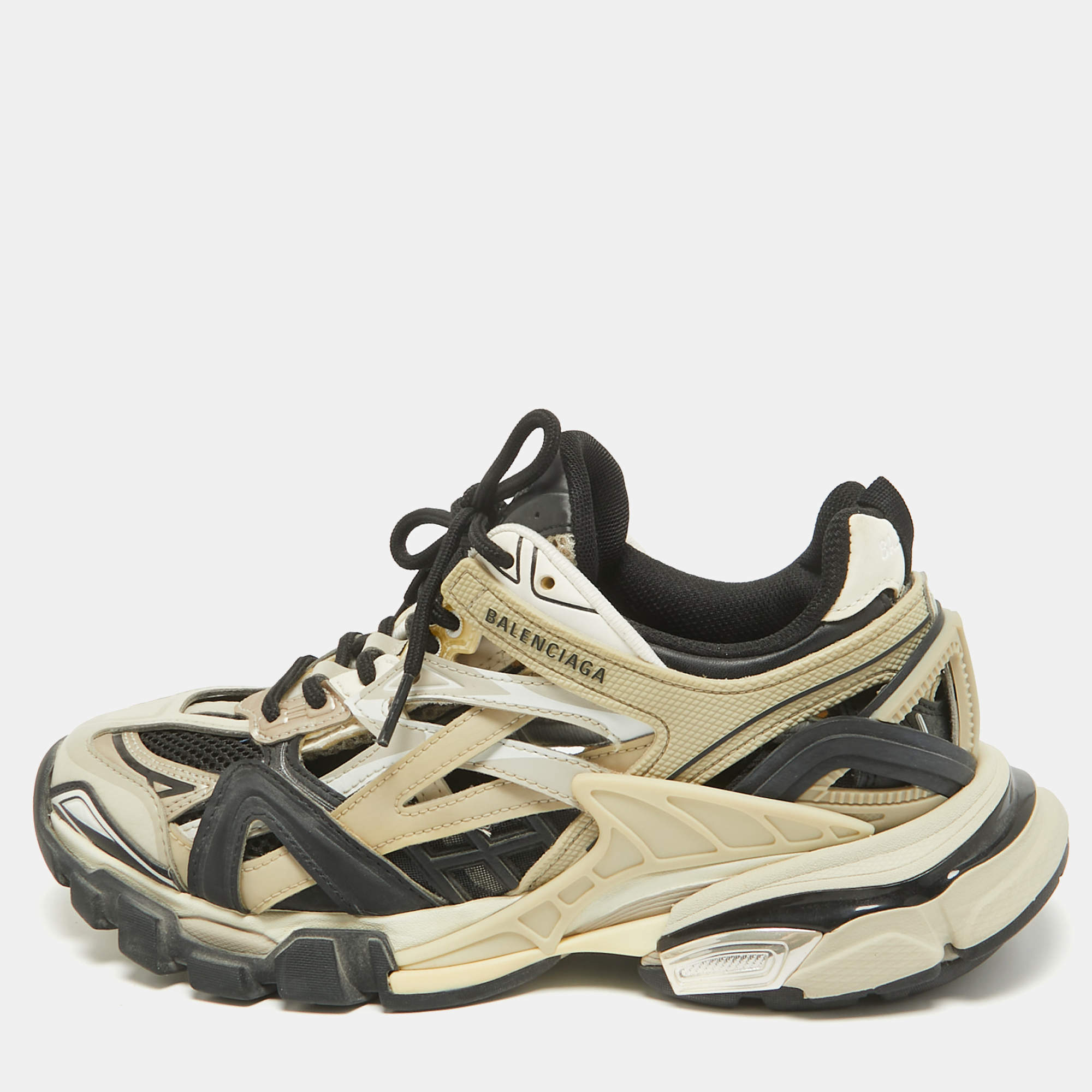 Balenciaga Multicolor Faux Leather and Mesh Track 2 Sneakers Size 38