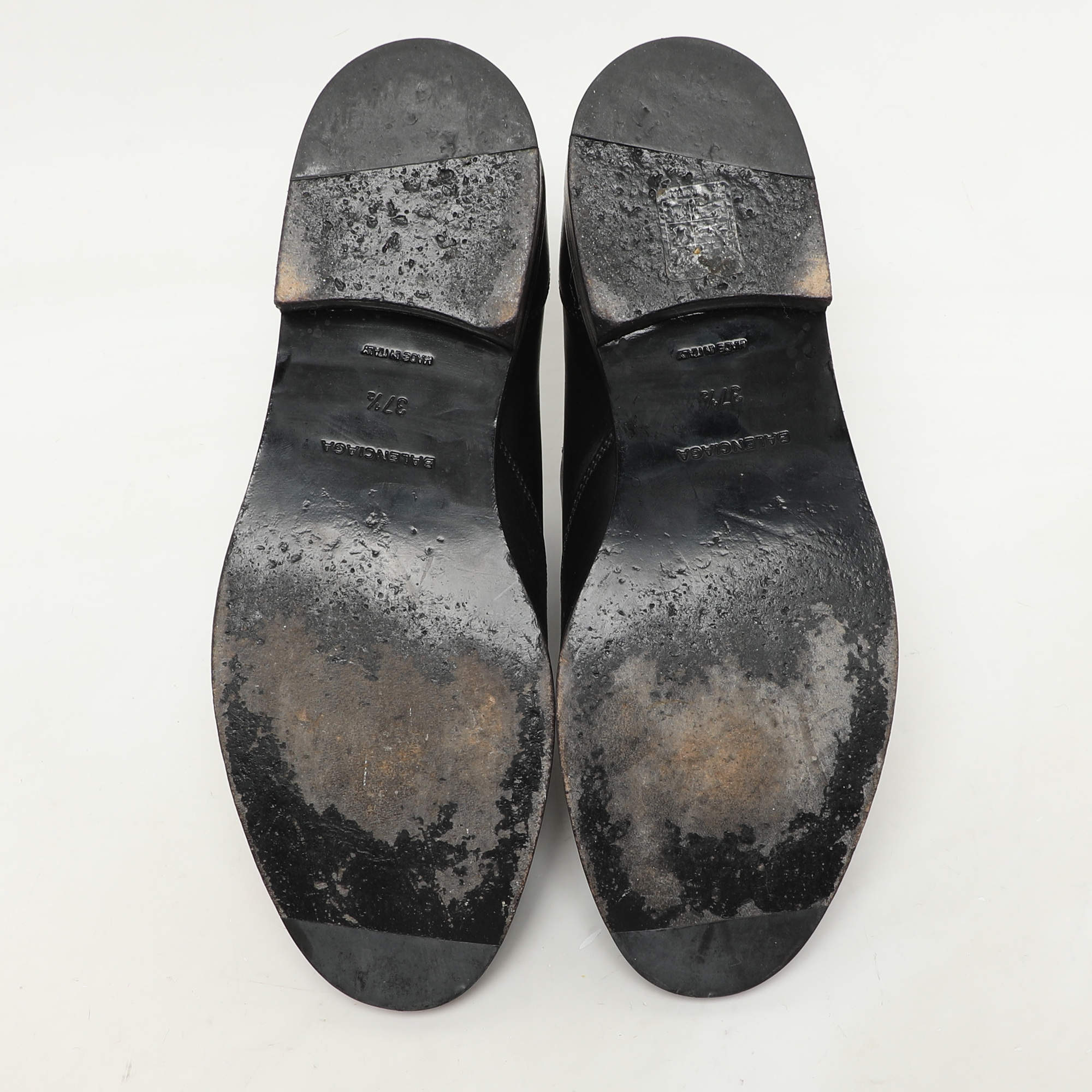 Balenciaga Black Leather Embellished Oxfords Size 37.5