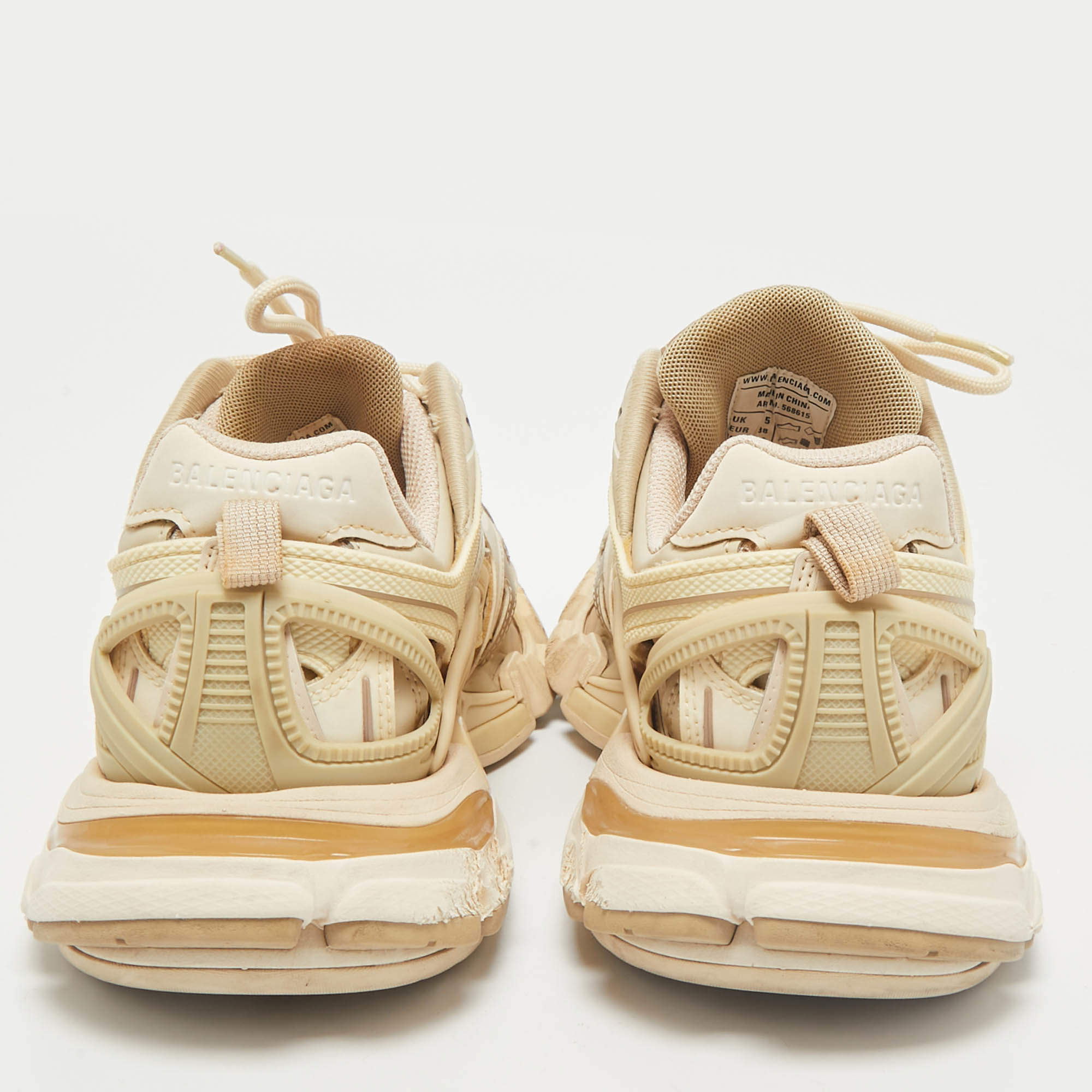 Pre Owned Balenciaga Beige Faux Leather and Mesh Track 2 Low Top Sneakers Size 38