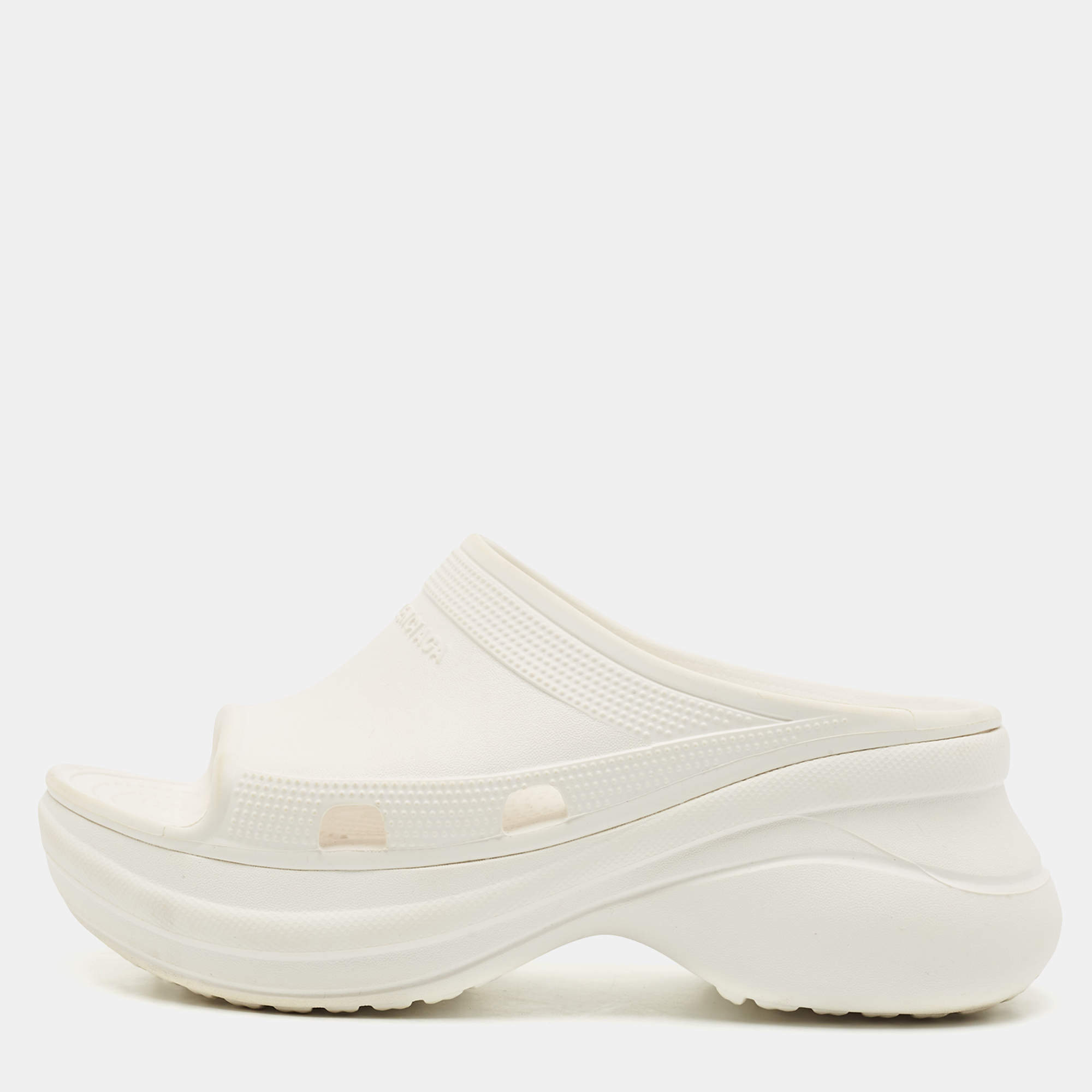 Balenciaga x Crocs White Rubber Pool Slides Size 38