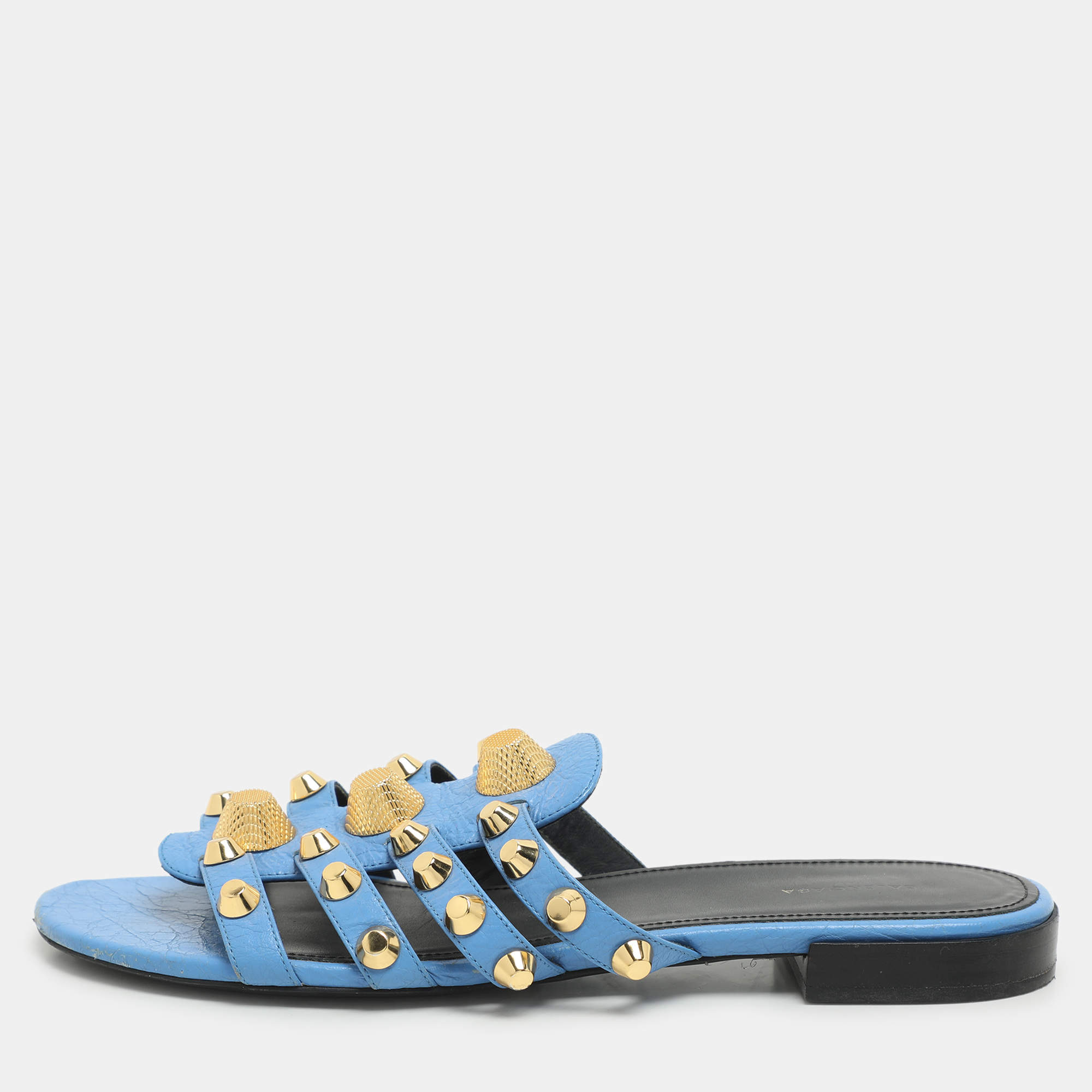 Balenciaga Blue Leather Arena Flats Size 39